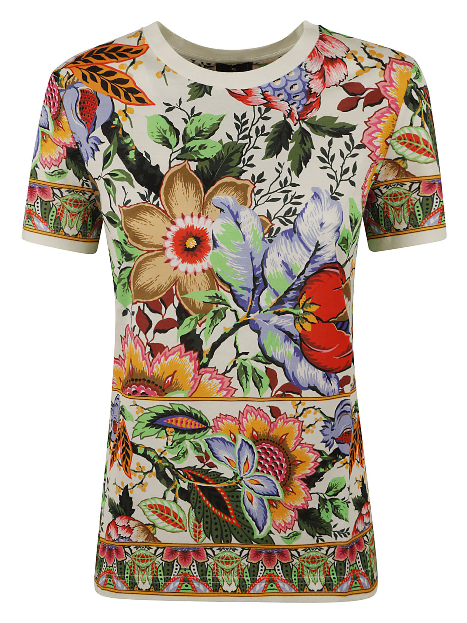 Shop Etro Floral Print T-shirt In White