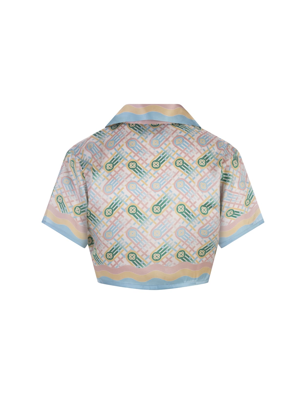 Shop Casablanca Ping Pong Cropped Silk Shirt In Multicolour