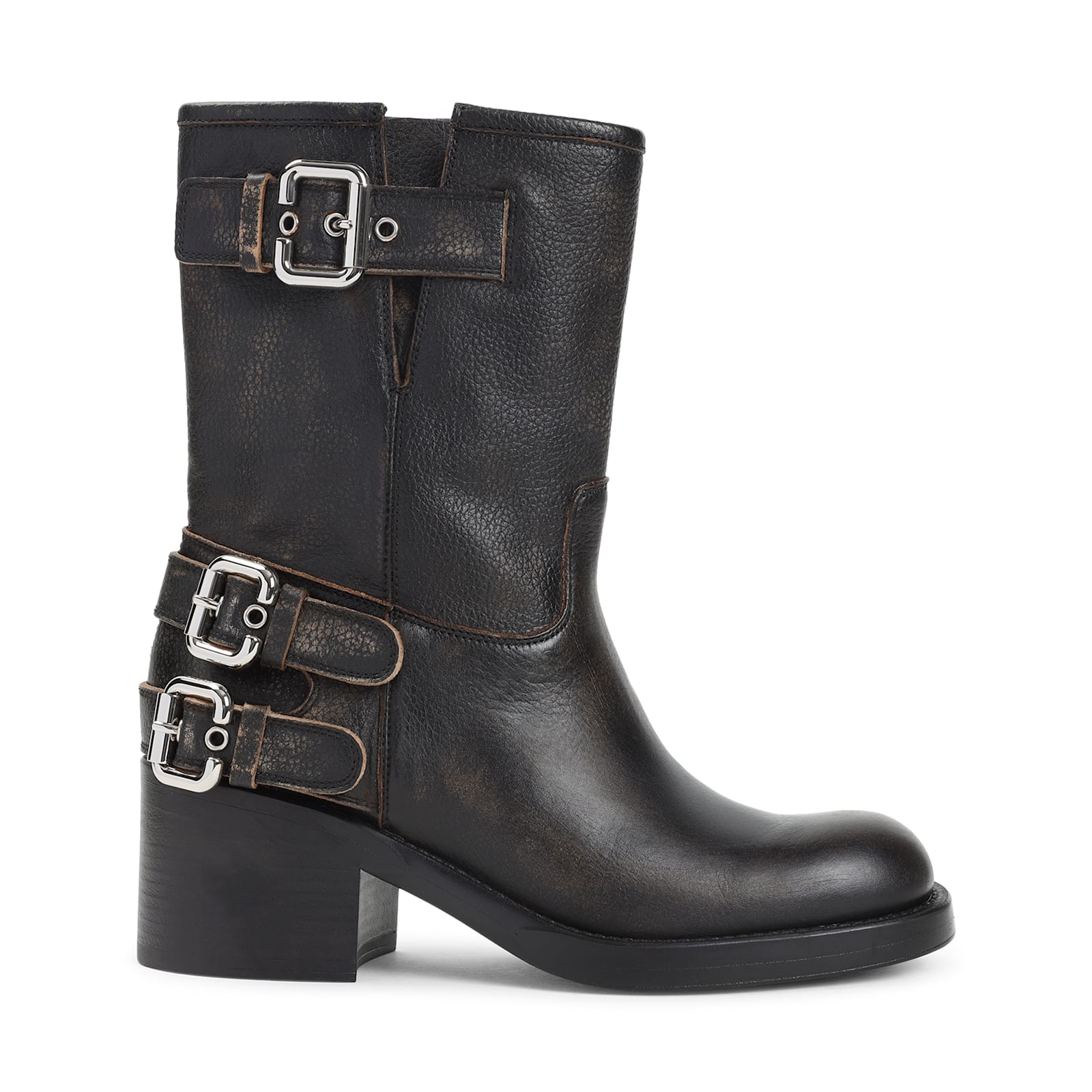 Chloé Dakota Block Heel Buckle Mid-calf Boots In Black