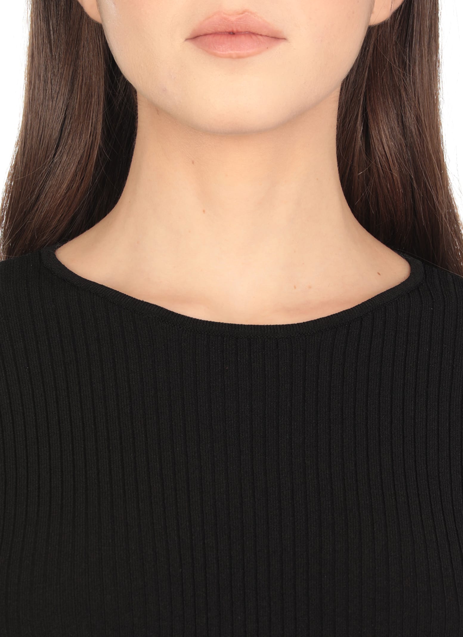 Rotate Birger Christensen Rotate Black Viscose Mini Dress With Cutout On The Back And Ribbed Knit Women In Black
