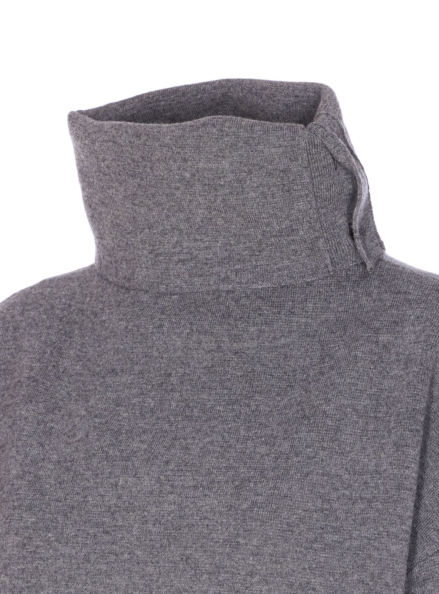 Haikure Cozy High Neck Sweater With Button Detail In Gray