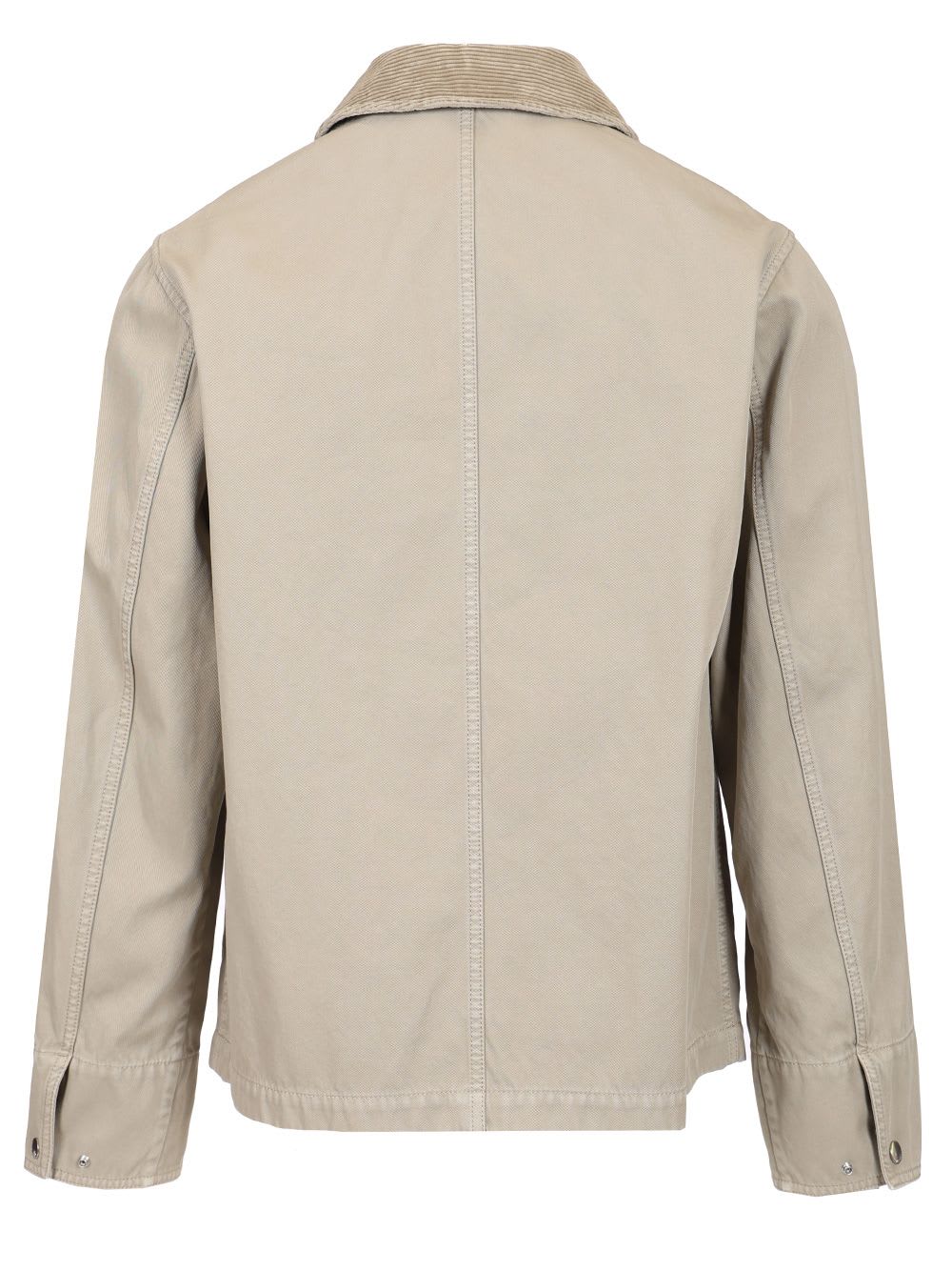 Burberry Cotton Jacket With Corduroy Collar And Embroidered Detail In Grey