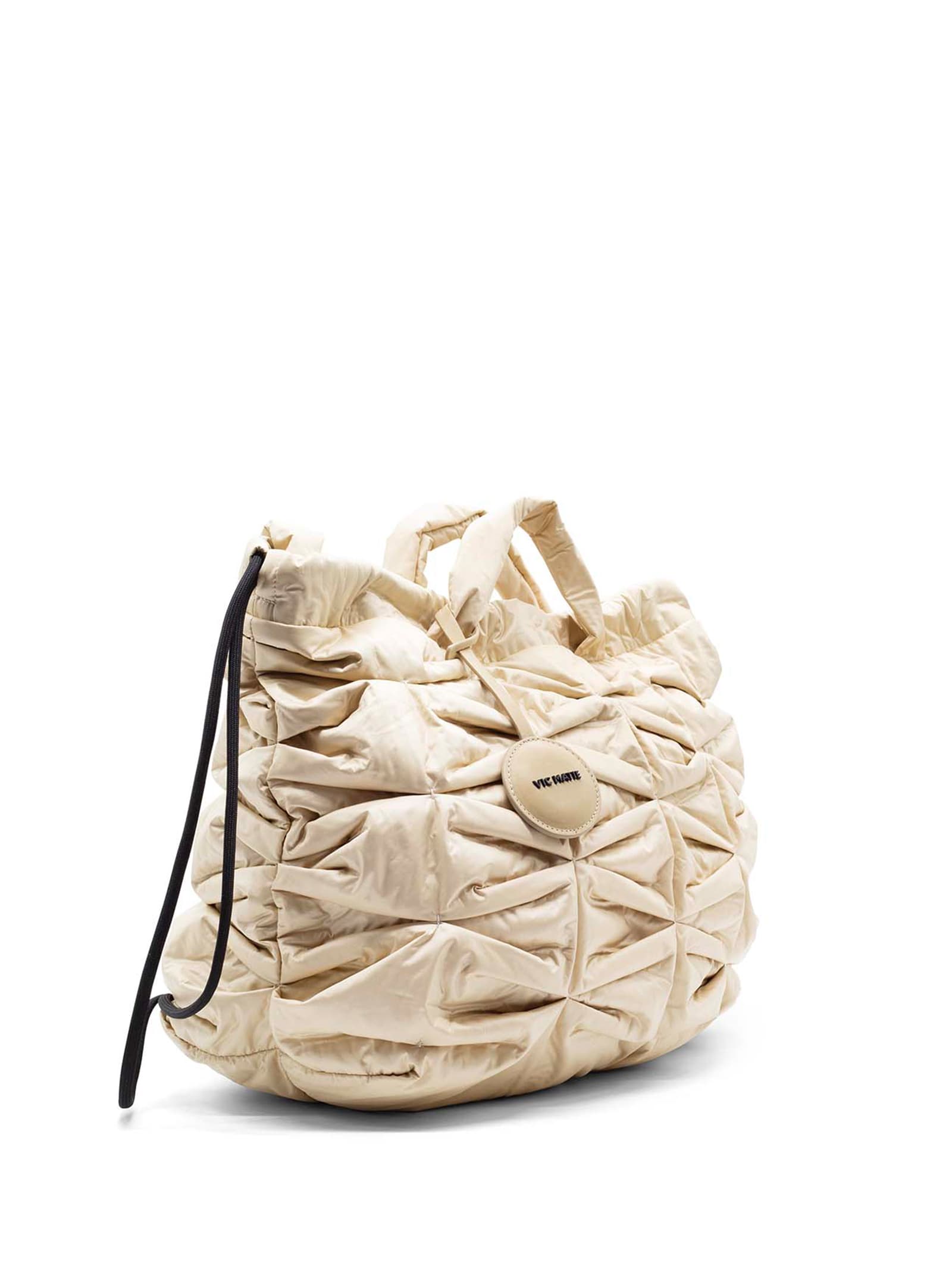 Shop Vic Matie Large Beige Nylon Handbag In Sand