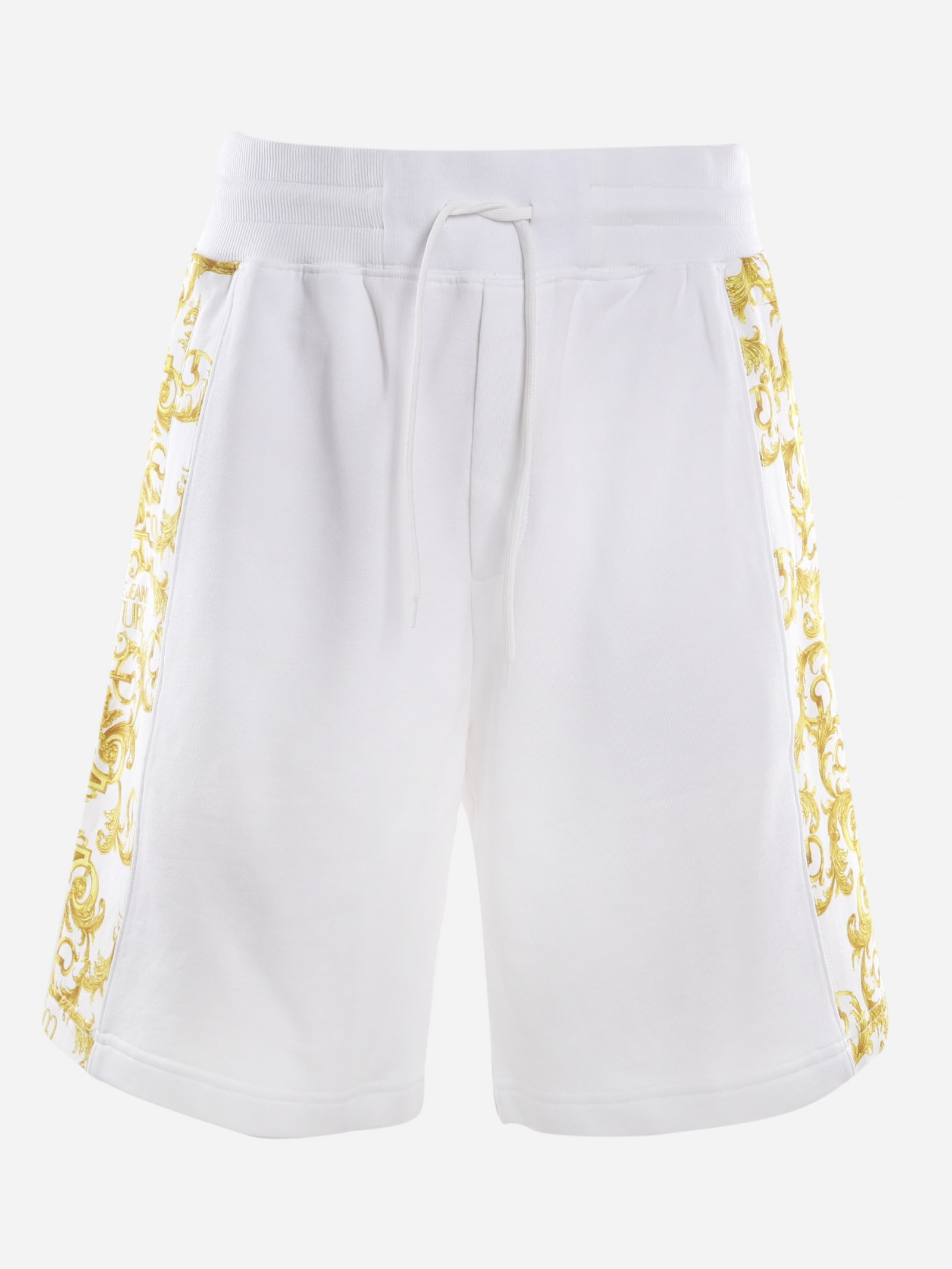 Versace Jeans Couture Cotton Bermuda Shorts With Side Bands With Baroque Motif
