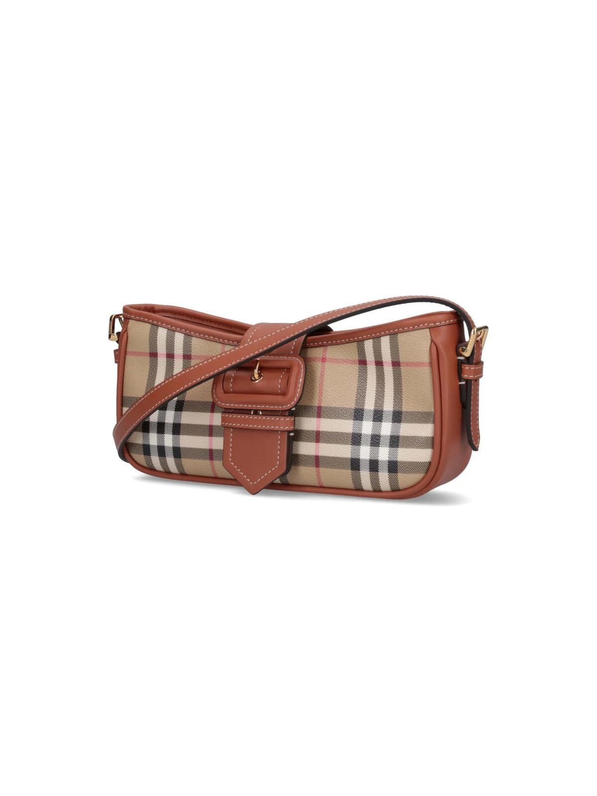 Shop Burberry Check Shoulder Bag In Neutrals/black