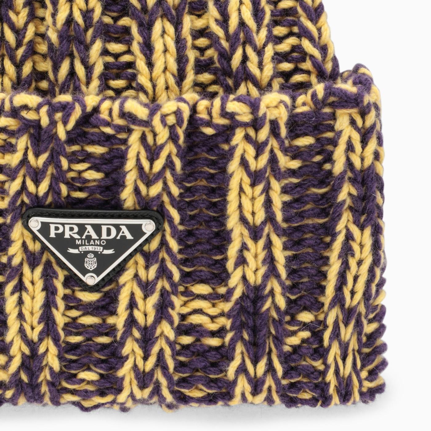 Shop Prada Violet\/yellow Wool And Cashmere Hat In Viola+giallo