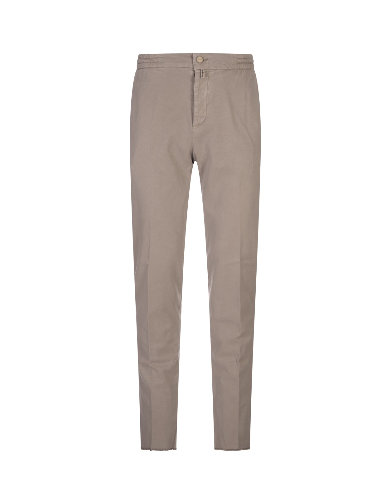 Shop Kiton Taupe Trousers With Elasticised Waistband In Grey