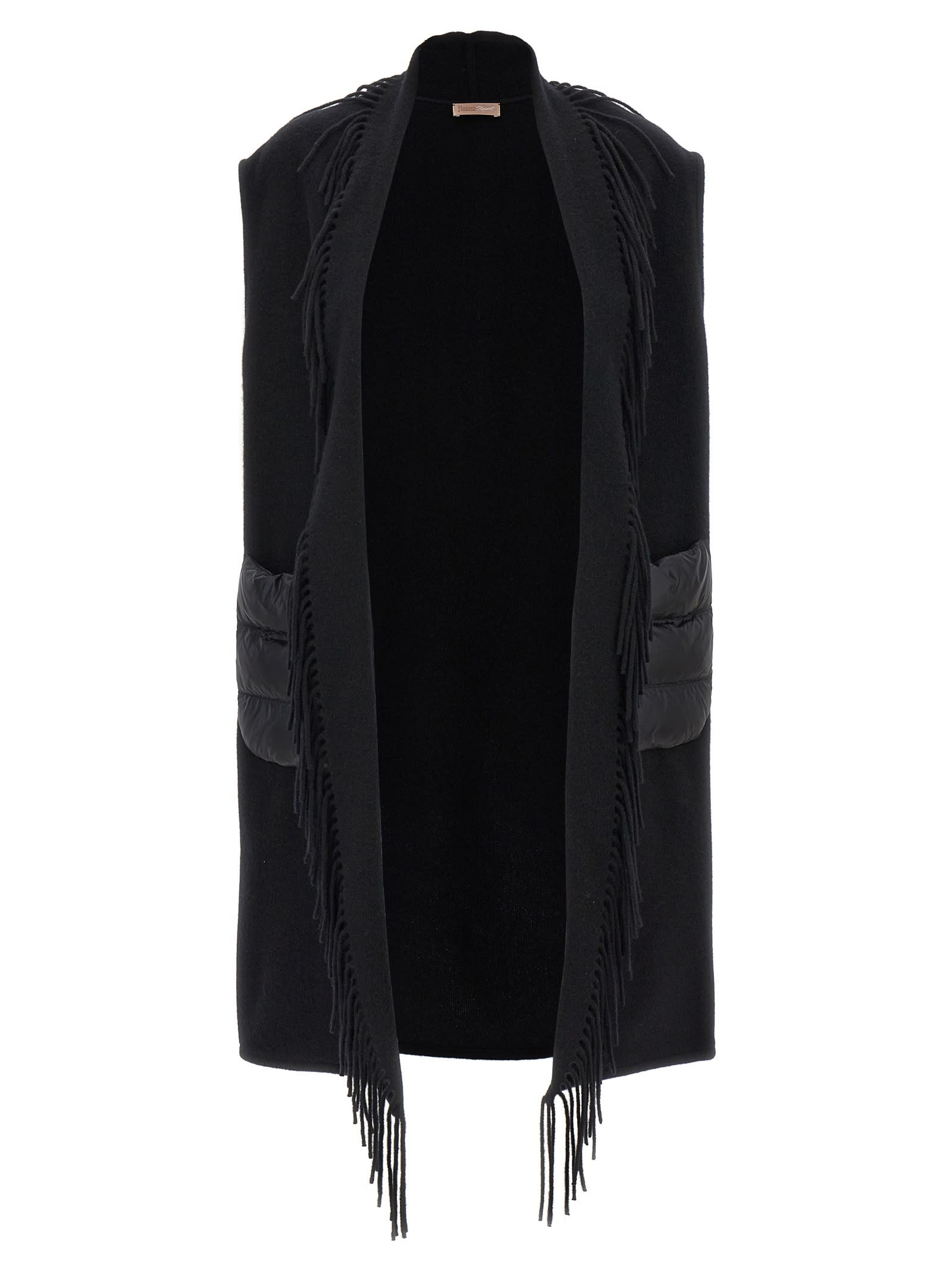 Shop Herno Fringed Vest In Black