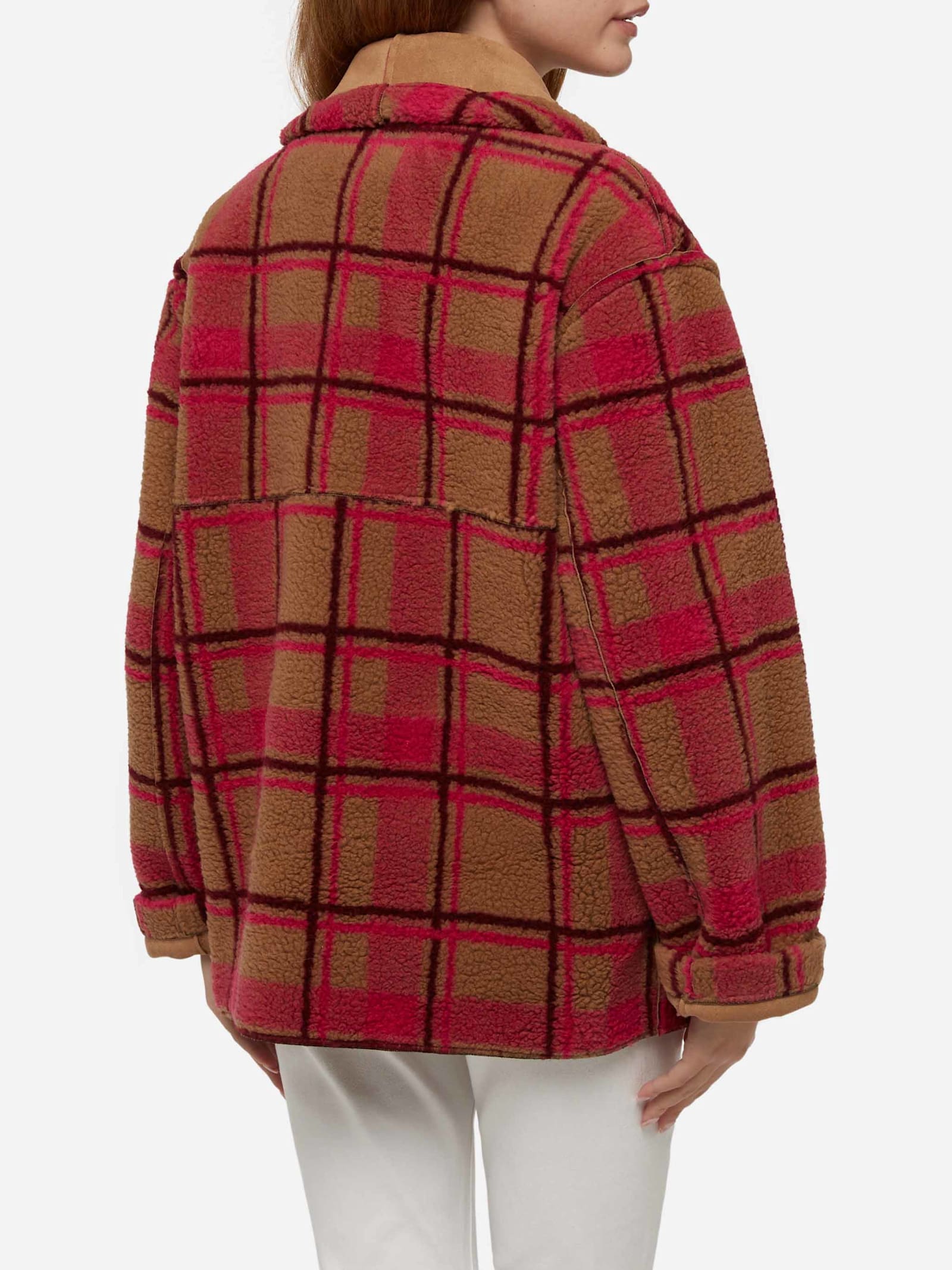 Mc2 Saint Barth Woman Reversible Shearling Jacket Dorys In Camel