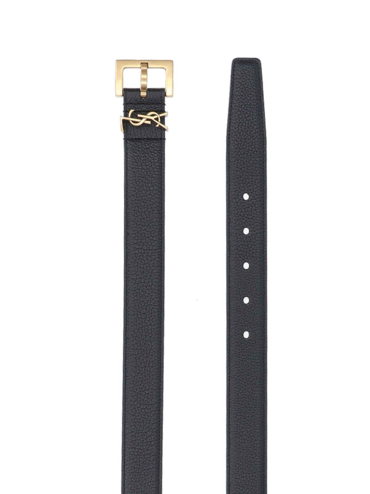 Saint Laurent Cassandre Belt In Nero
