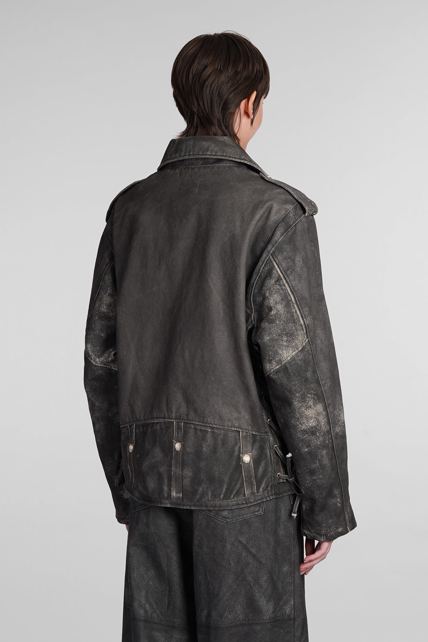 Shop Haikure Kay Biker Jacket In Grey Cotton