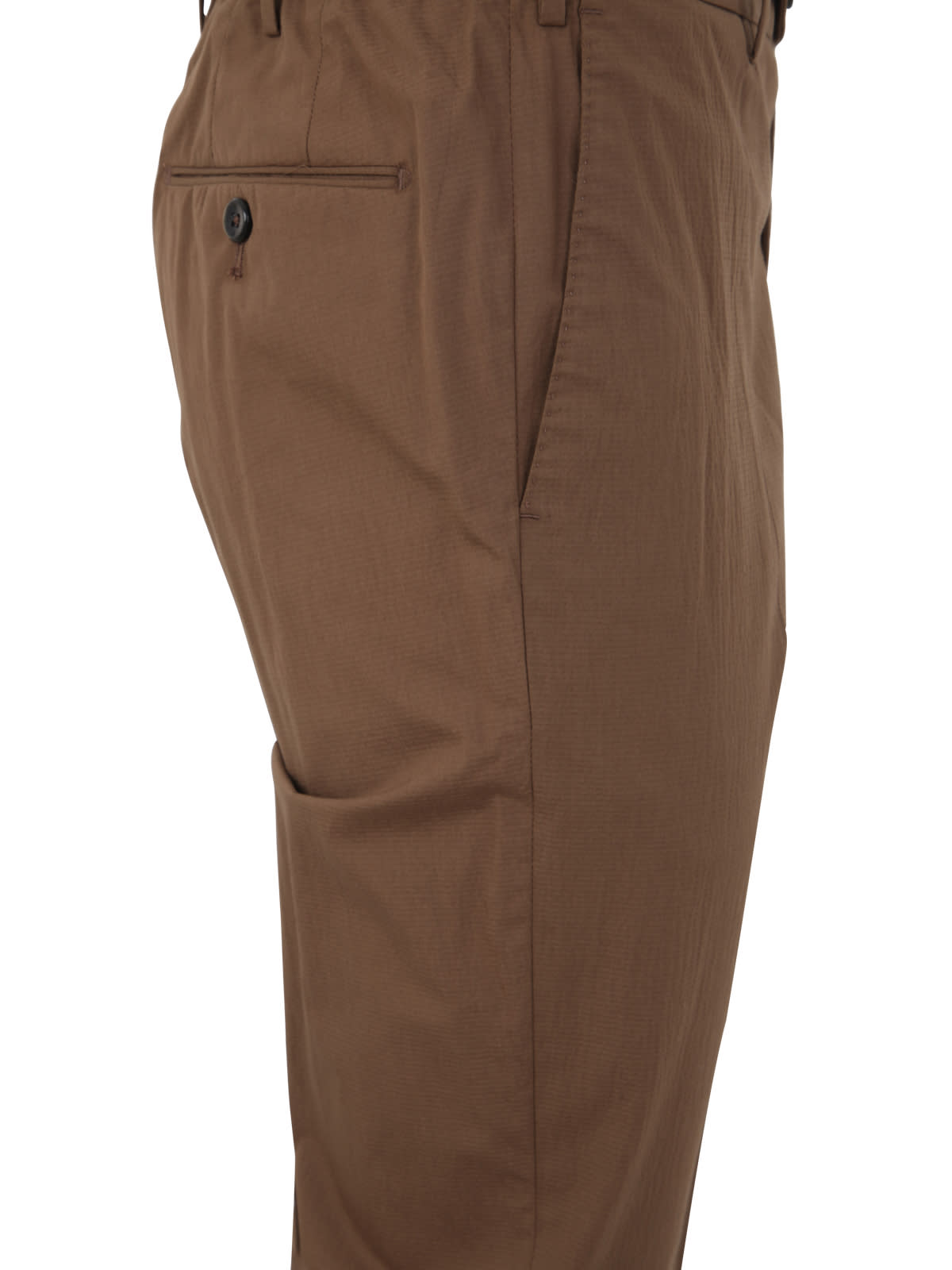 Shop Pt01 Man Seersucker Trousers With Coulisse In Colonial