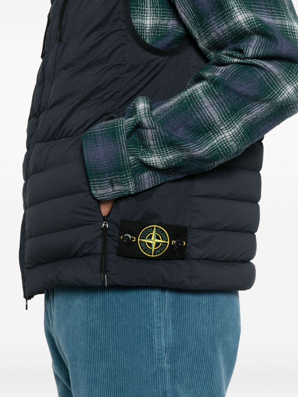 Stone Island Lightweight Sleeveless Padded Vest Pockets In Blue