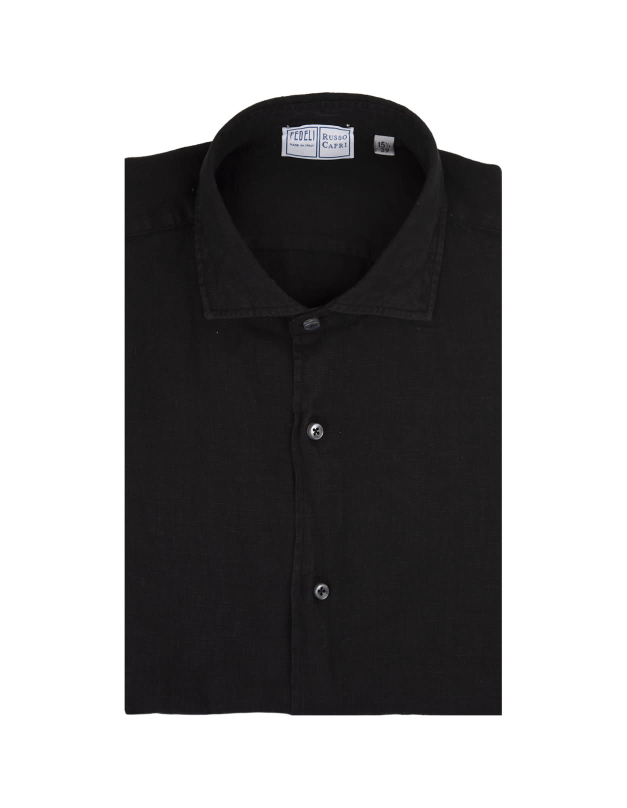 Shop Fedeli Nick Shirt In Black Linen