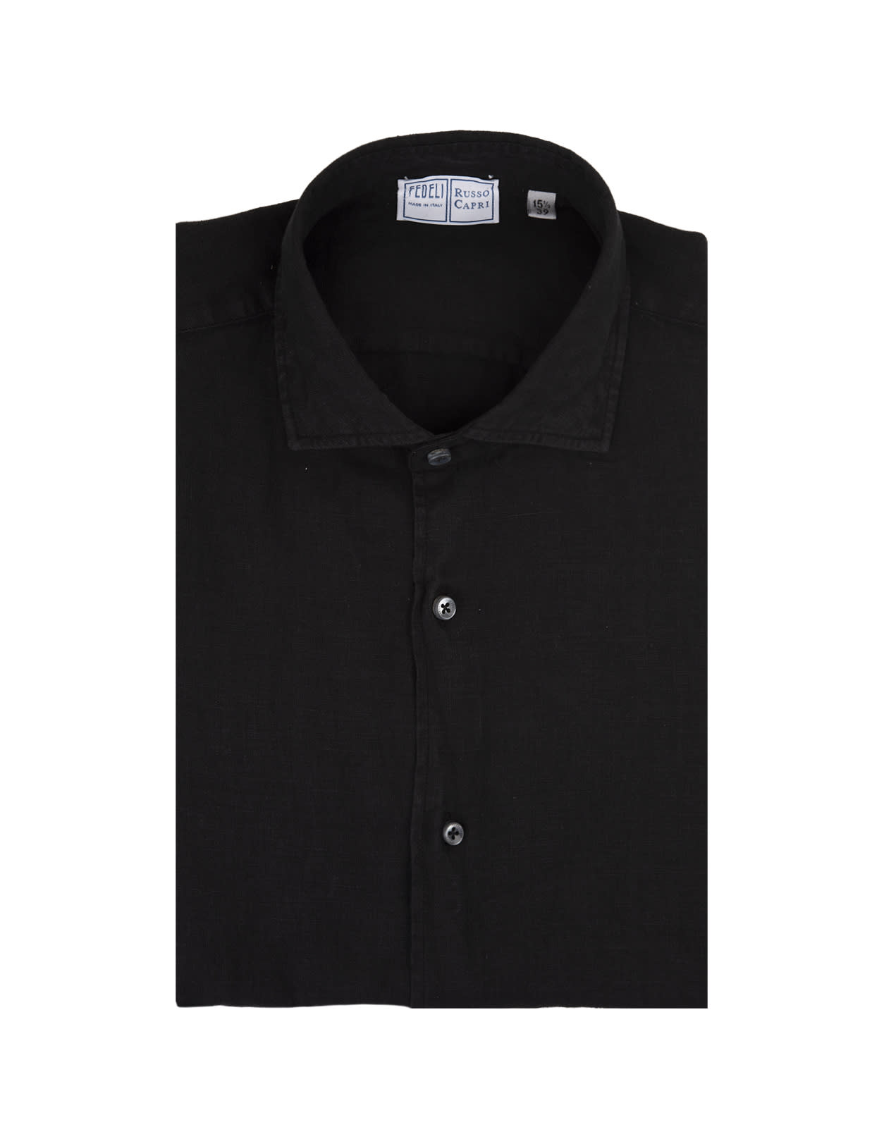 Fedeli Nick Shirt In Black Linen