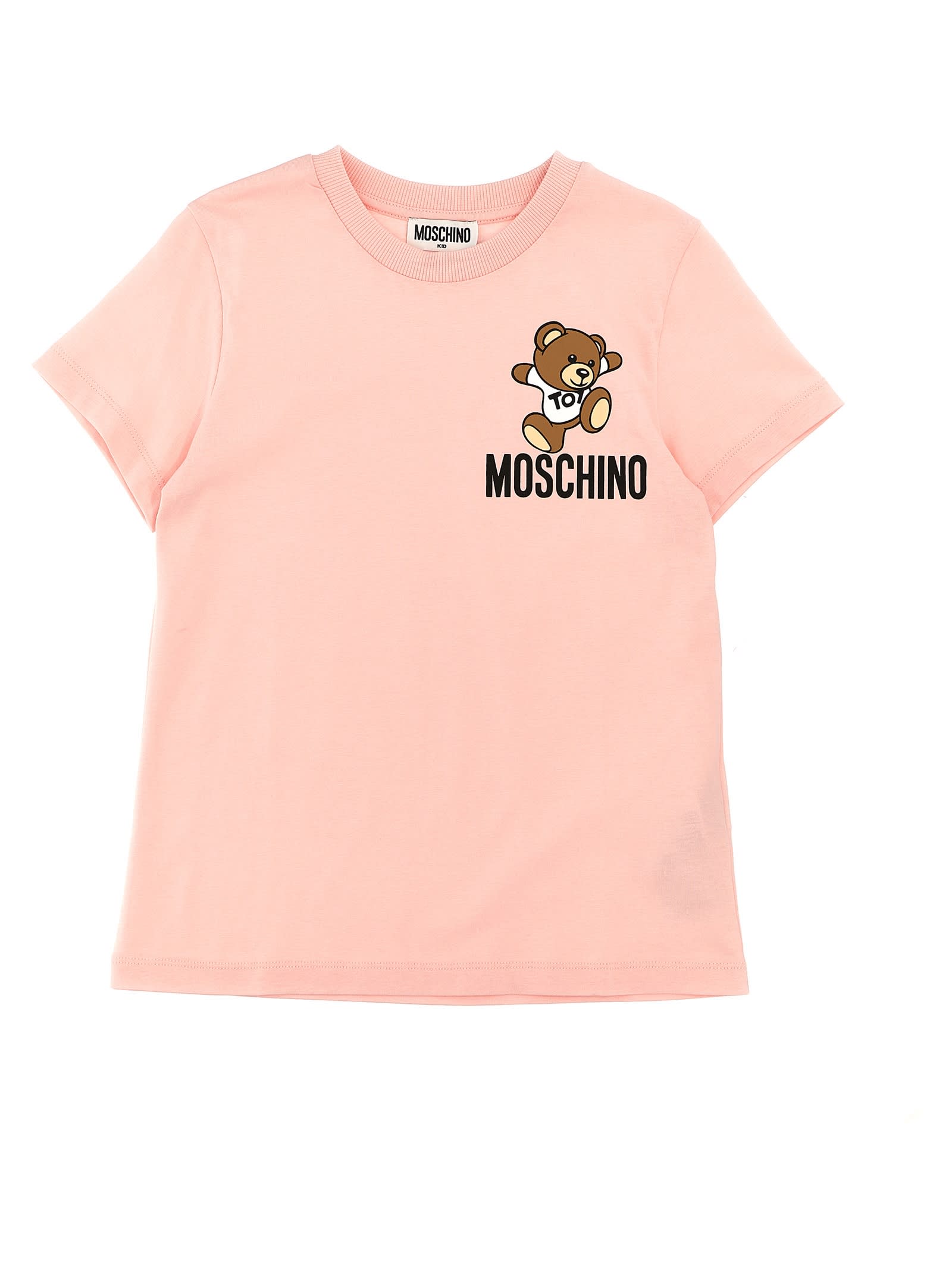 Moschino Kids' Logo Print T-shirt In Pink