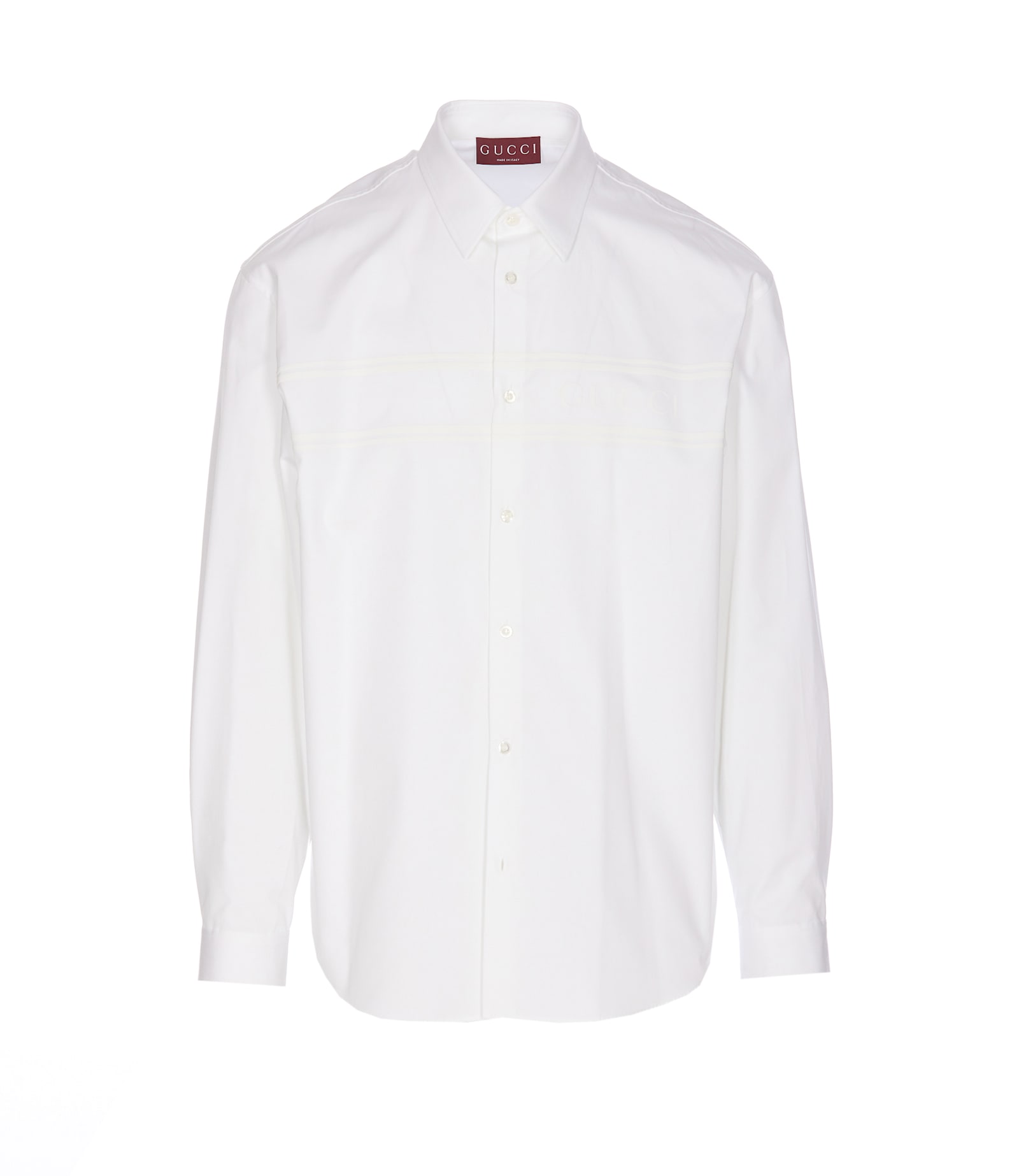 Gucci Cotton Shirt With Double Collar And Chest Pocket In White