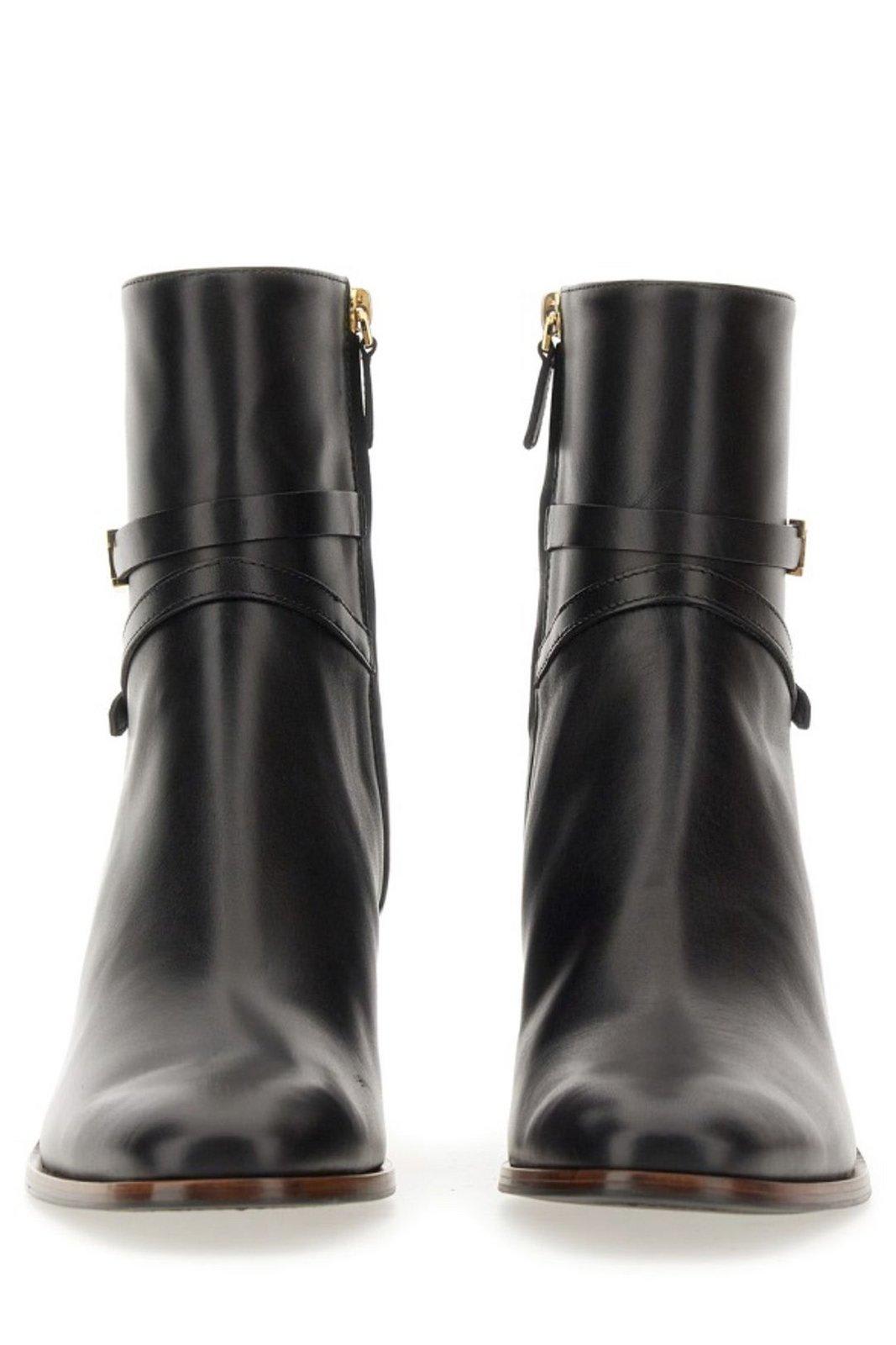 Shop Tod's Logo-plaque Almond Toe Ankle Boots In Black