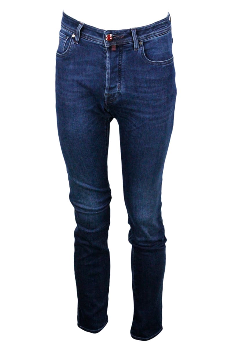 Jacob Cohen Bard J688 Jeans In Premium Edition Stretch Denim With 5 Pockets With Closure Buttons And Branded Label