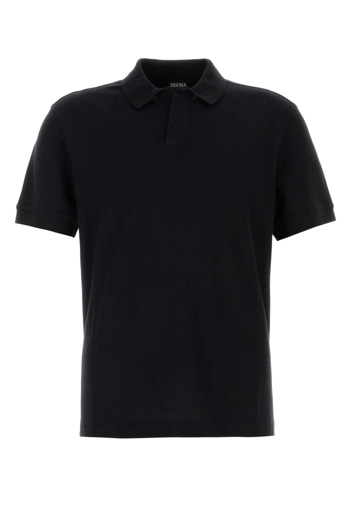 Black Cotton Blend Polo Shirt