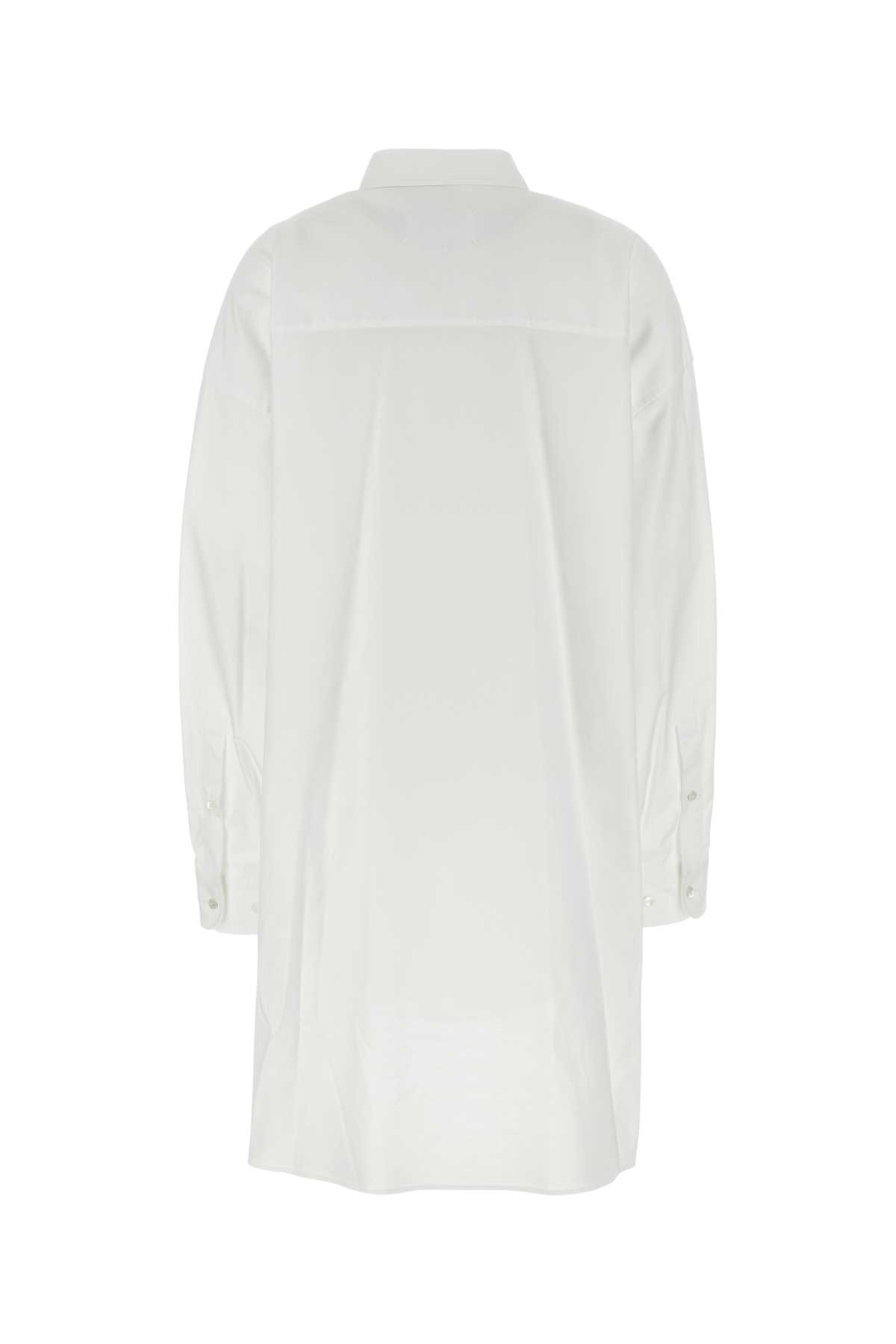 Shop Maison Margiela White Oxford Shirt Dress In Opticalwhite