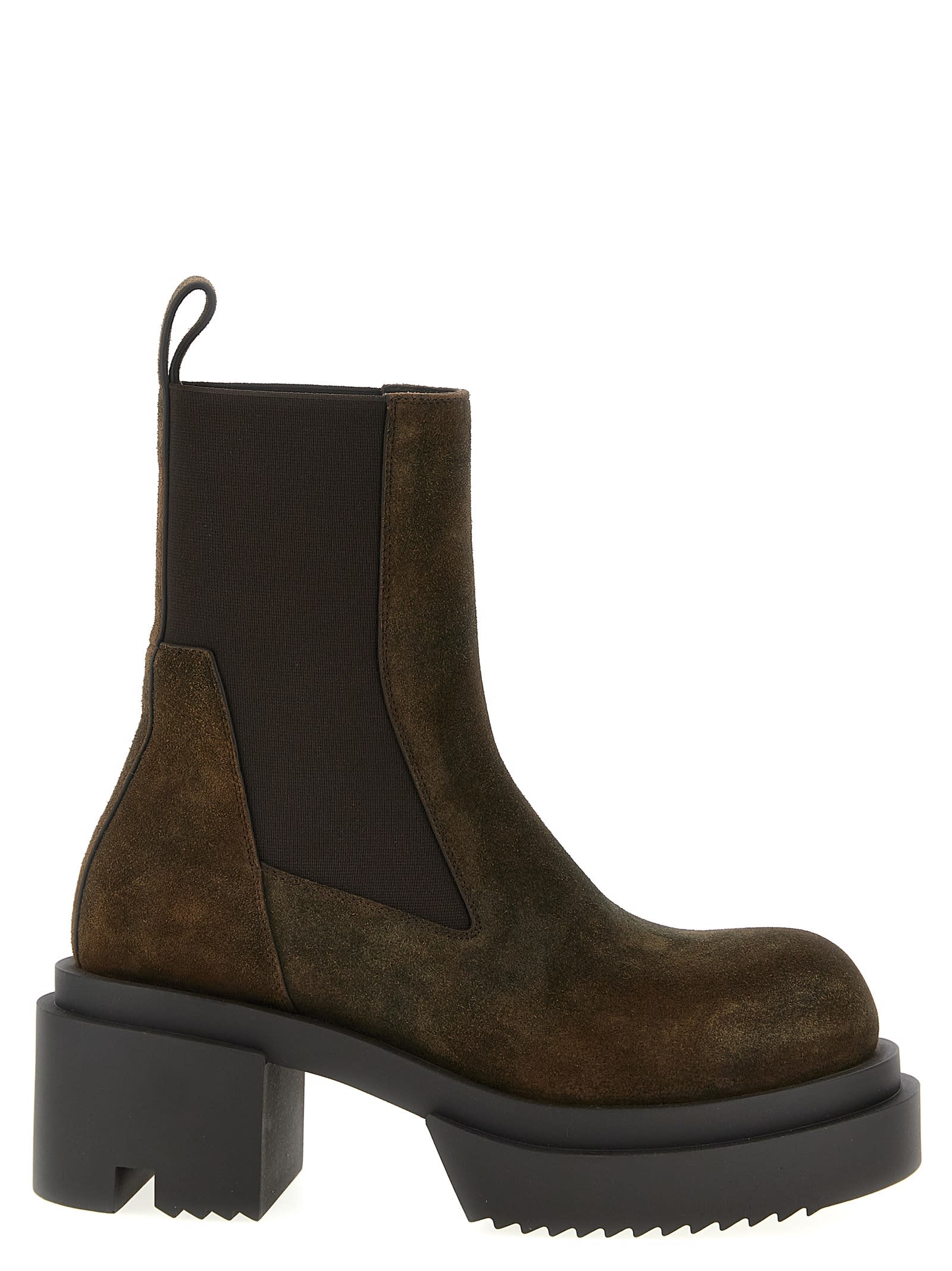 Rick Owens Chunky Sole Ankle Boots With Elastic Panels In Black