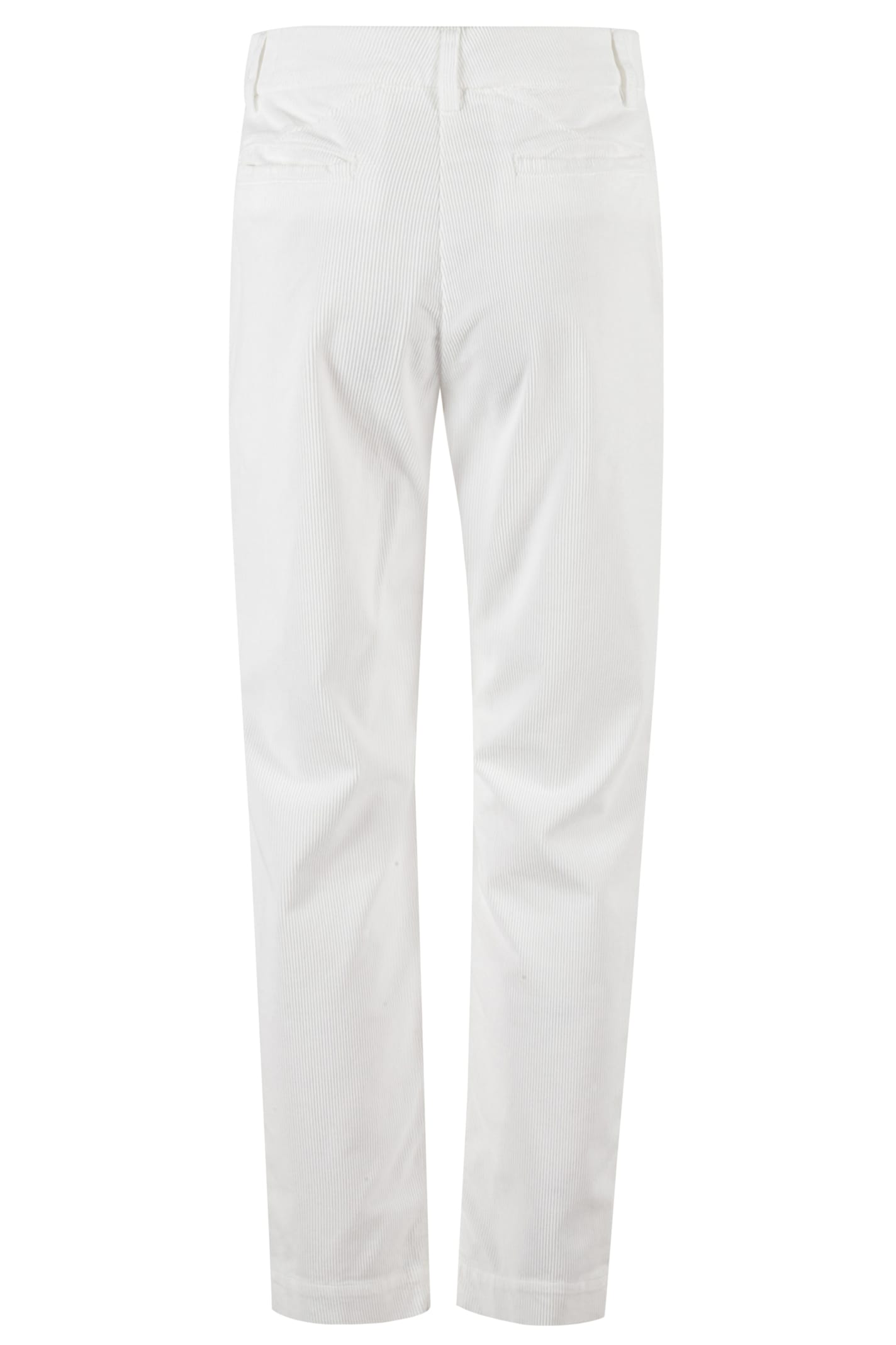 Eleventy Ribbed Tailored Trousers With Angled Pockets In White