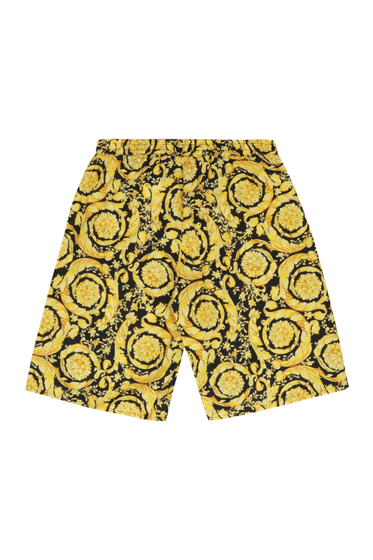 Shop Young Versace Printed Cotton Shorts In Multicolor