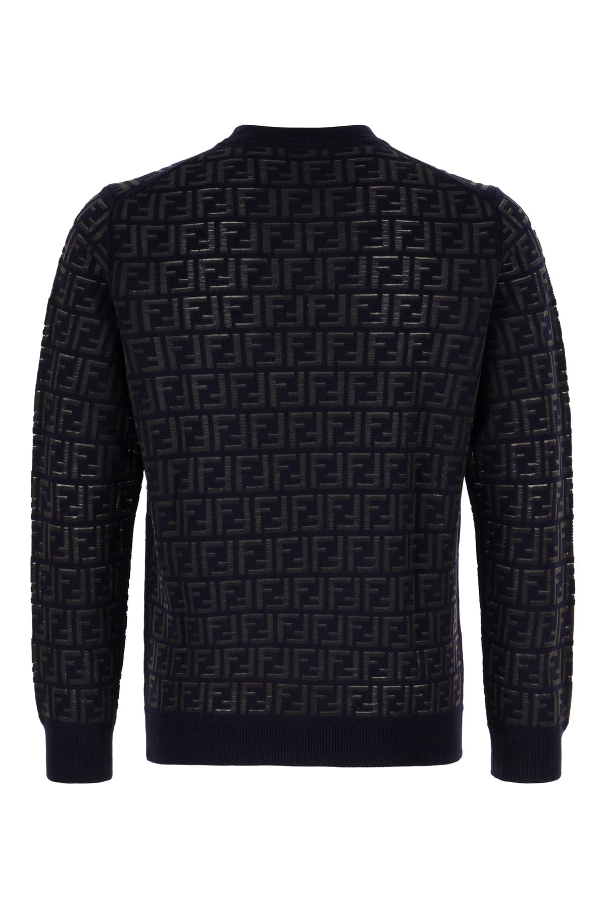 Shop Fendi Embroidered Wool Blend Sweater In Blue