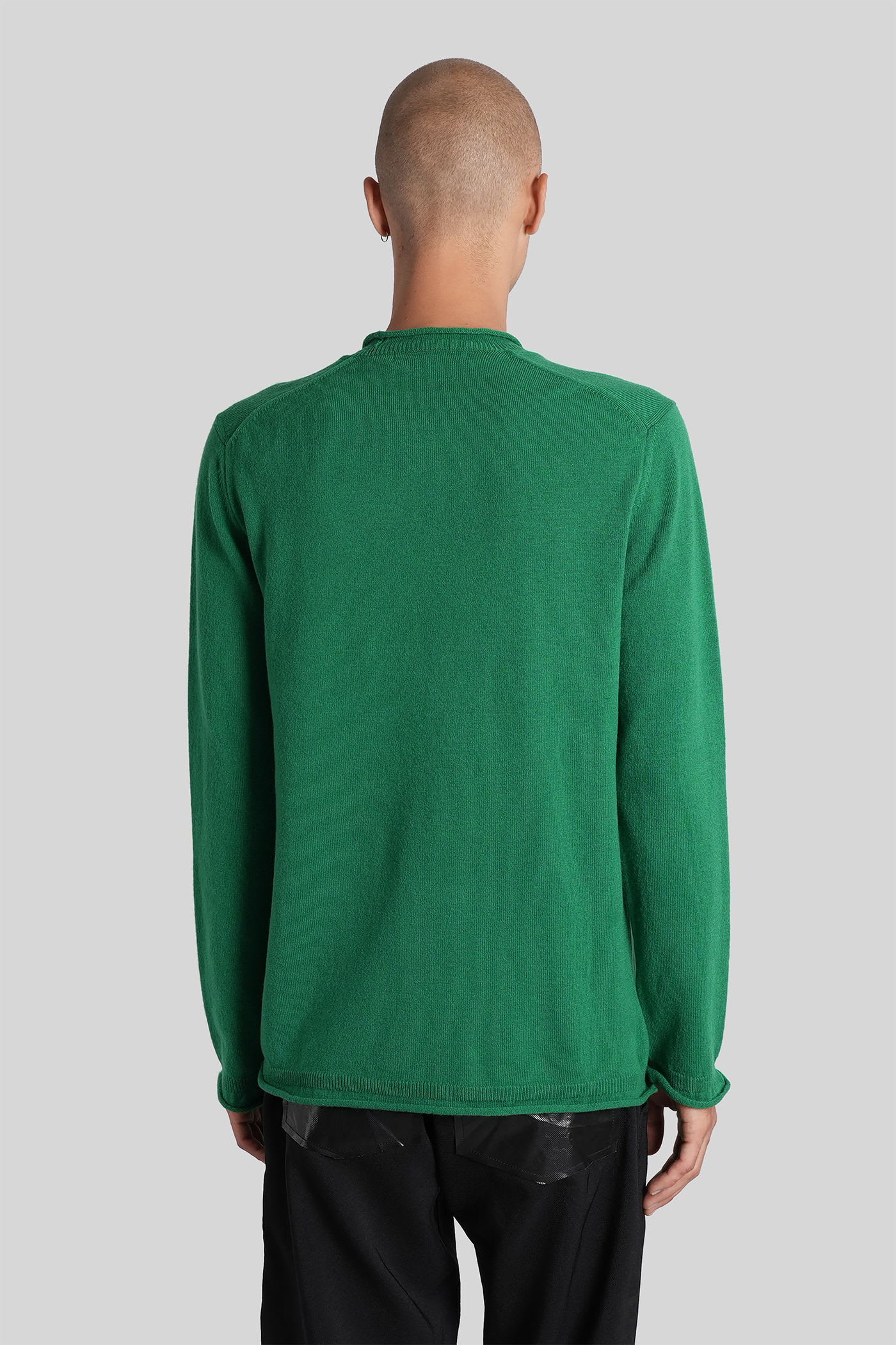 Comme Des Garçons Shirt Round Neckline Sweater In Wool In Green