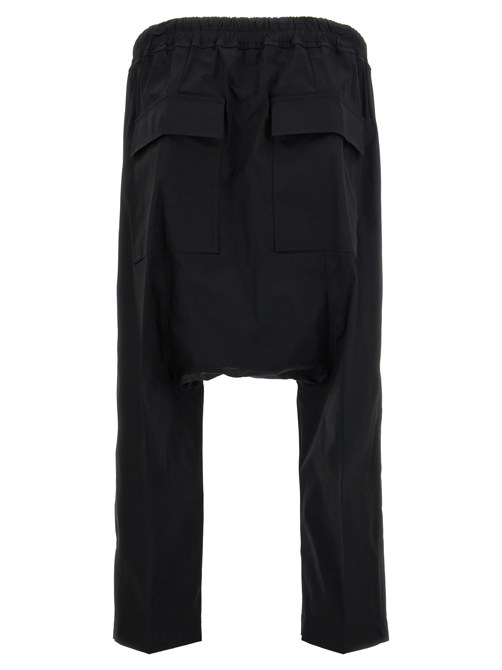 Rick Owens Cropped Drop-crotch High Waist Trousers In Black