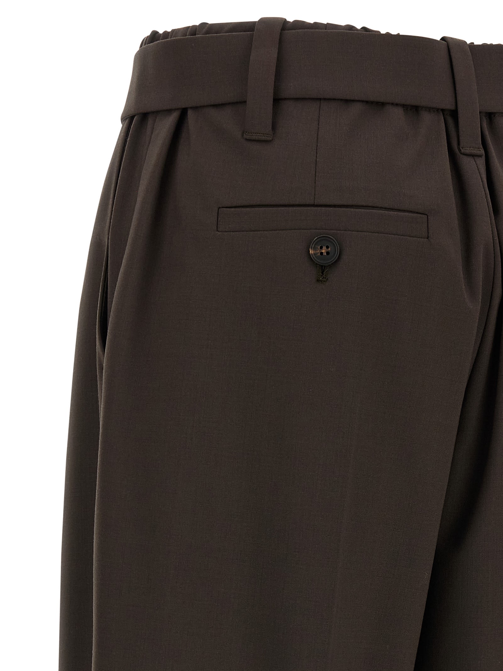 Brunello Cucinelli Belted Cropped Pants In Black