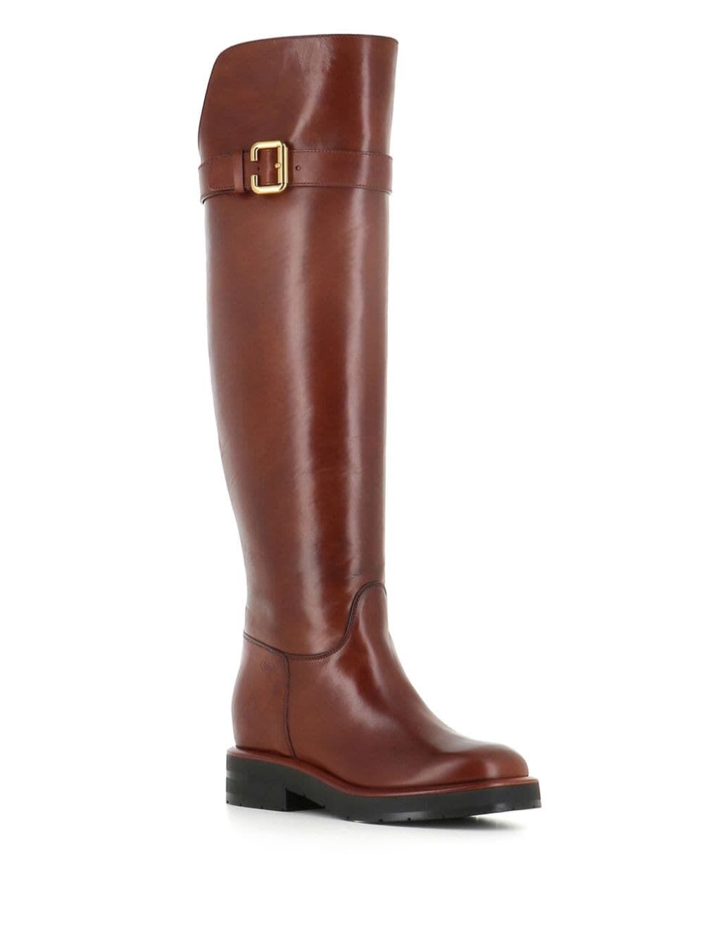 Shop Chloé High Coddington Boots In Cognac Brown