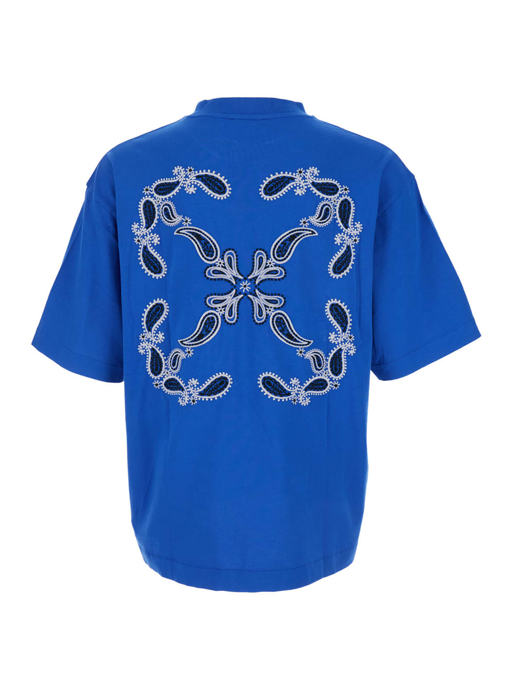 Shop Off-white Blue Crewneck T-shirt In Cotton Man