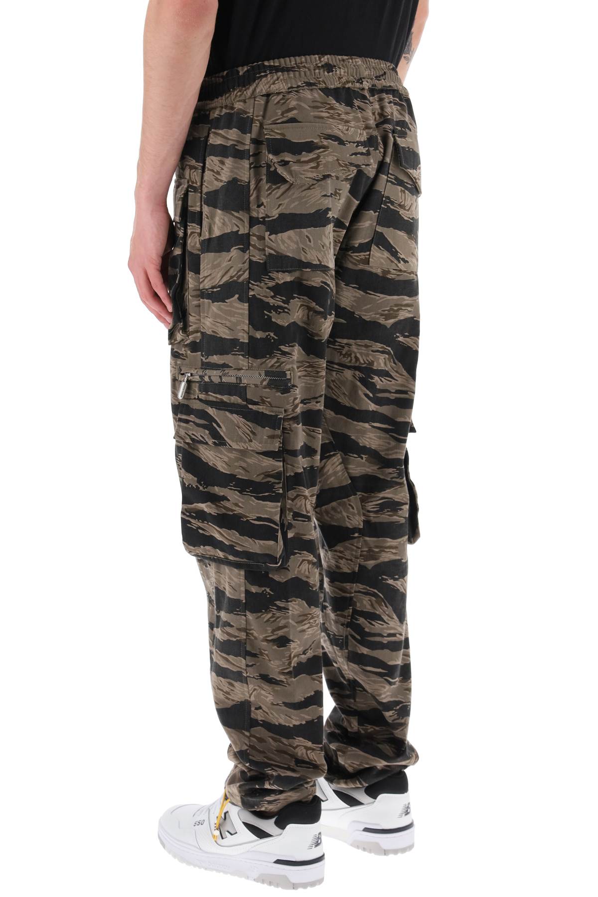 Shop Rhude Cargo Pants With Tiger Camo Motif All-over In Camo Brown (black)
