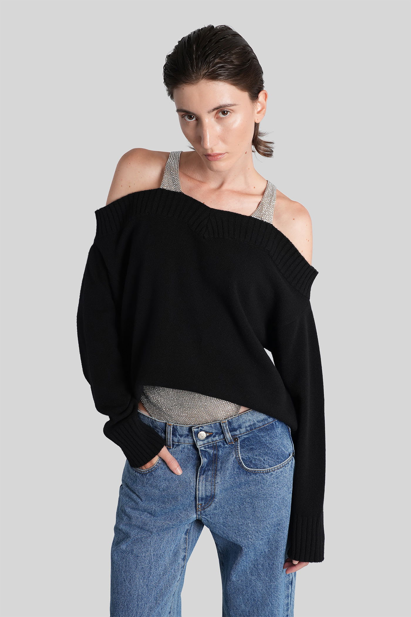 Giuseppe Di Morabito Black Wool Oversize Sweater In Black