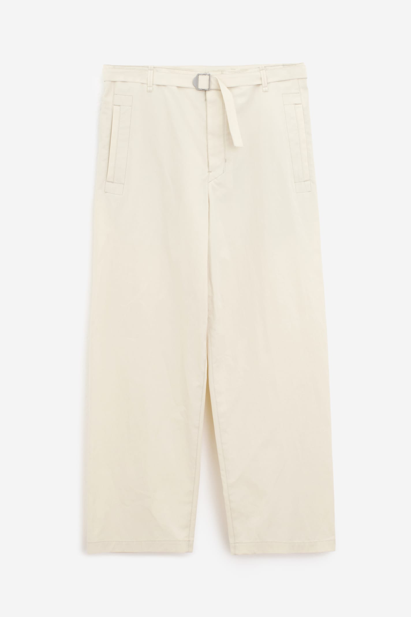 Shop Lemaire Seamless Belted Pants In Ecru
