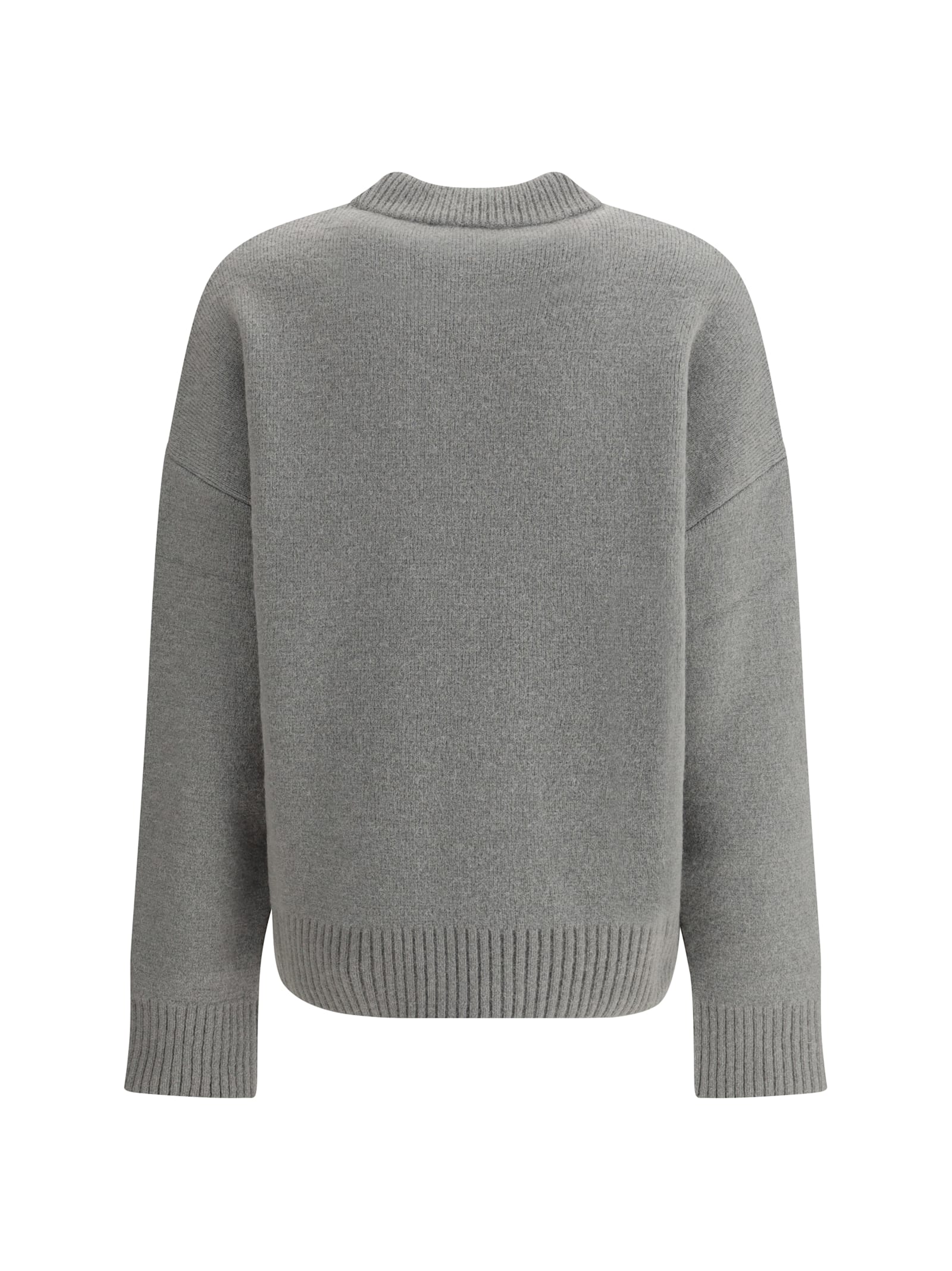 Ami Alexandre Mattiussi Grey Alpaca Ami De Coeur Crewneck Sweater Grey In Gray