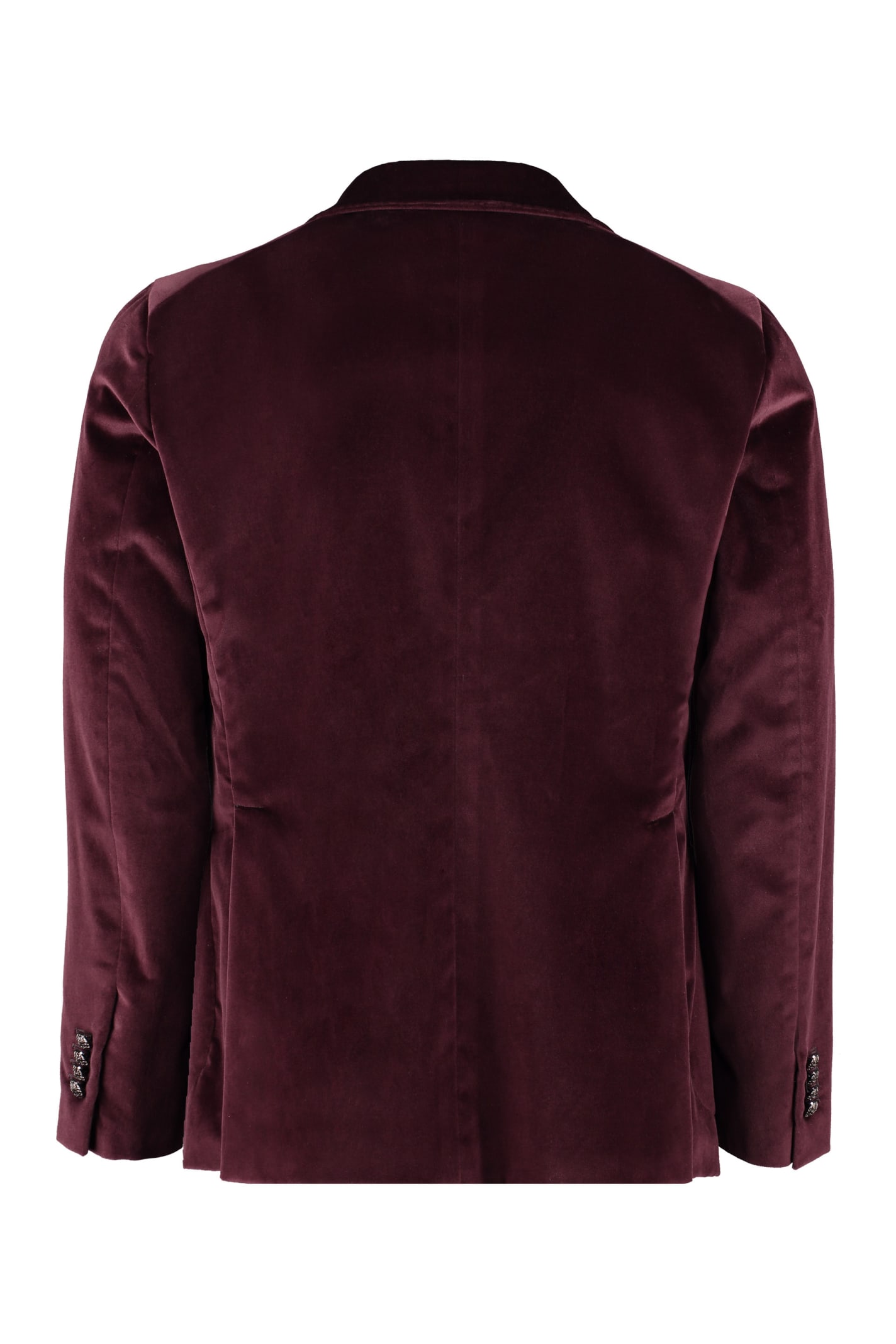 Shop Tagliatore Single-breasted Velvet Jacket In Burgundy