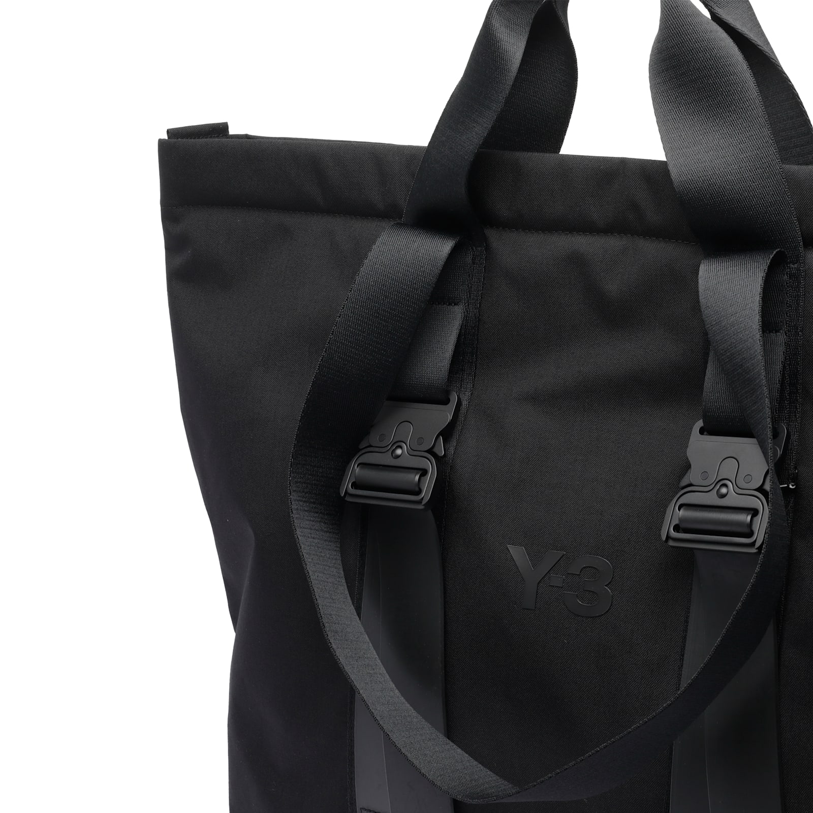 Y-3 Spacious Tote Bag With Leather Straps And Embossed Logo In Black