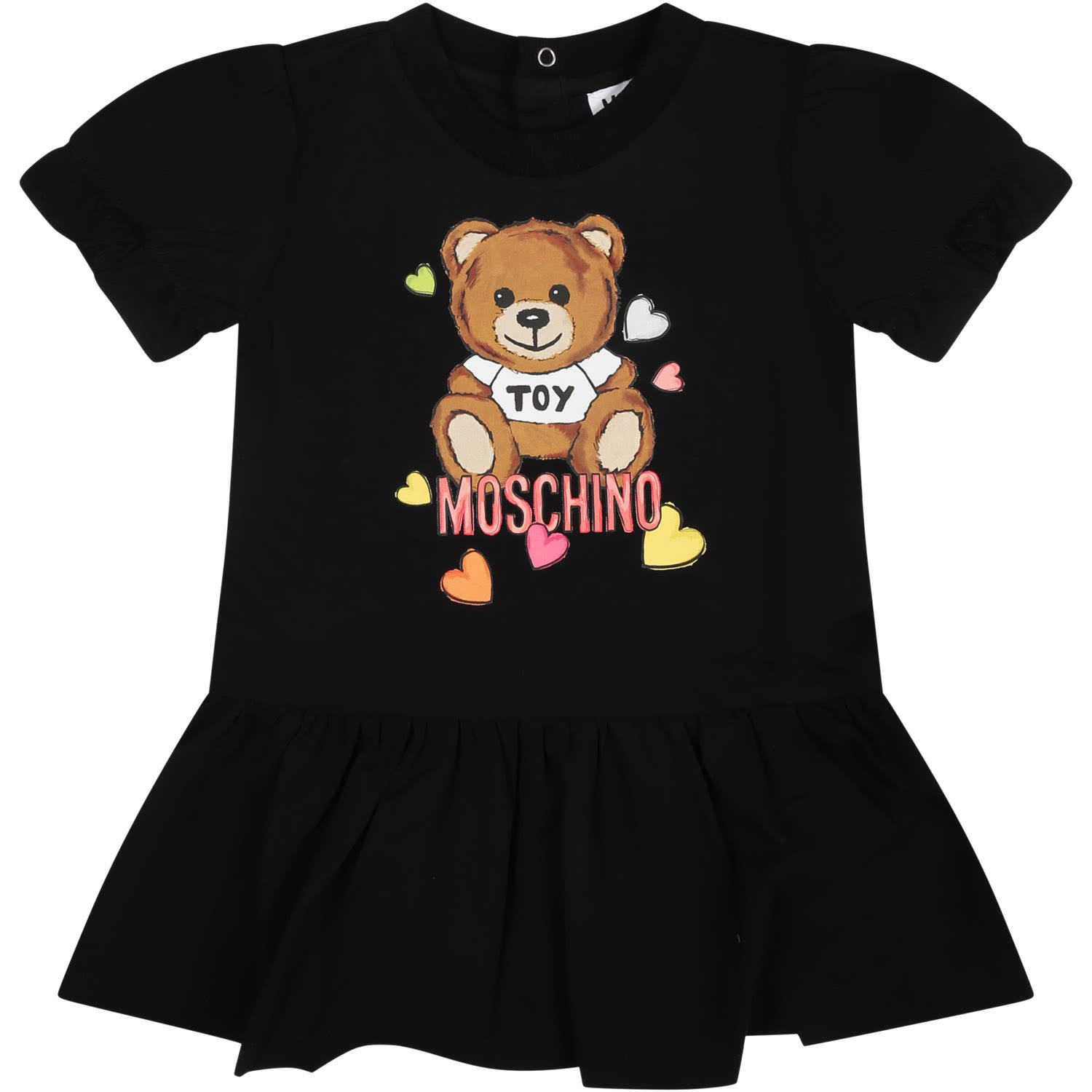Shop Moschino Black Dress For Baby Girl With Teddy Bear Print