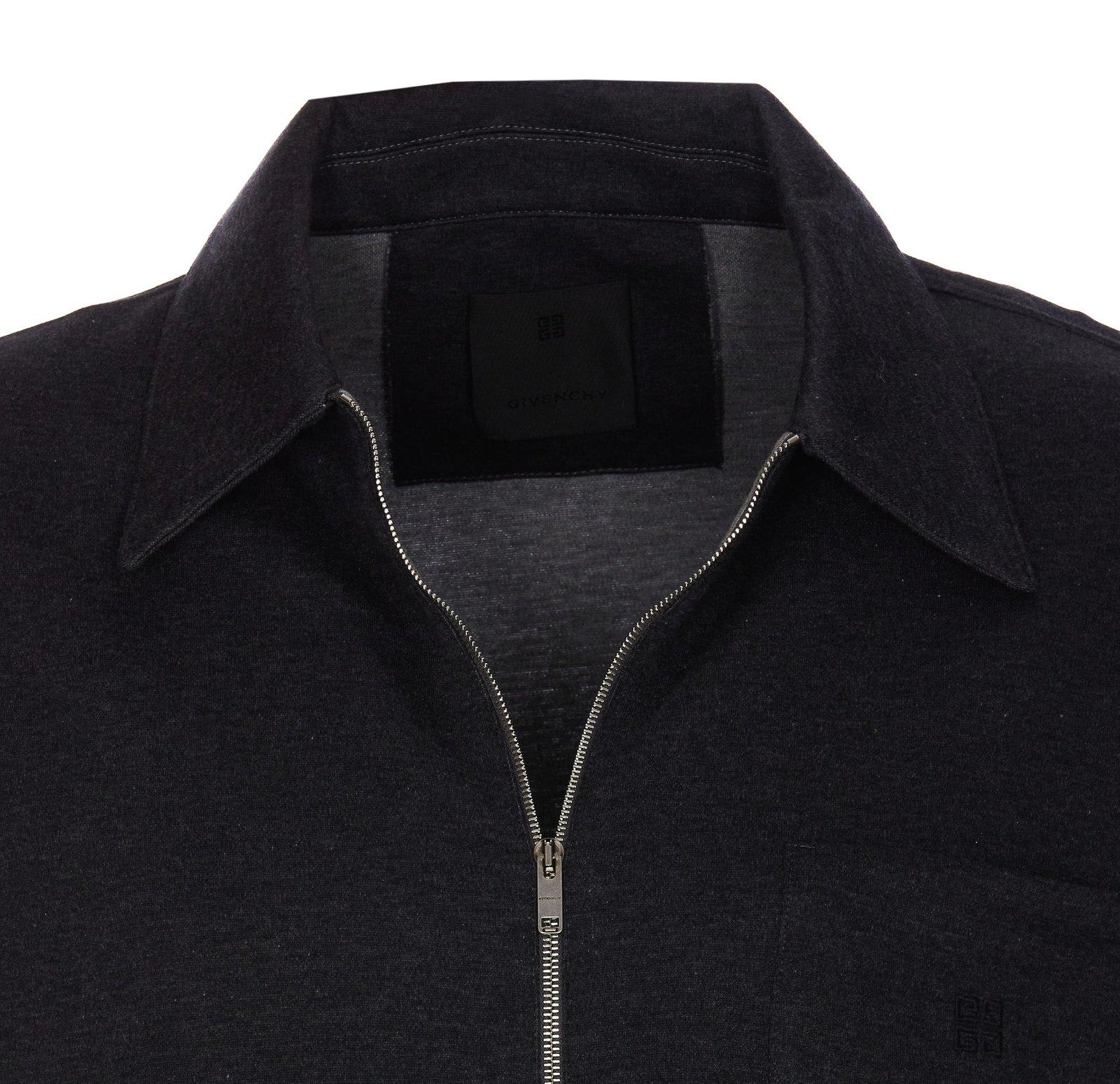 Shop Givenchy Zip-up Long-sleeved Shirt In Grey