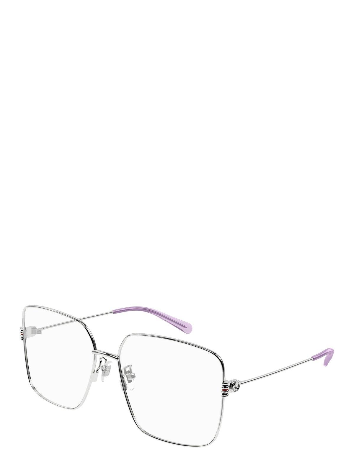 Shop Gucci Oversized-fit Glasses In 002 Silver Silver Transpa