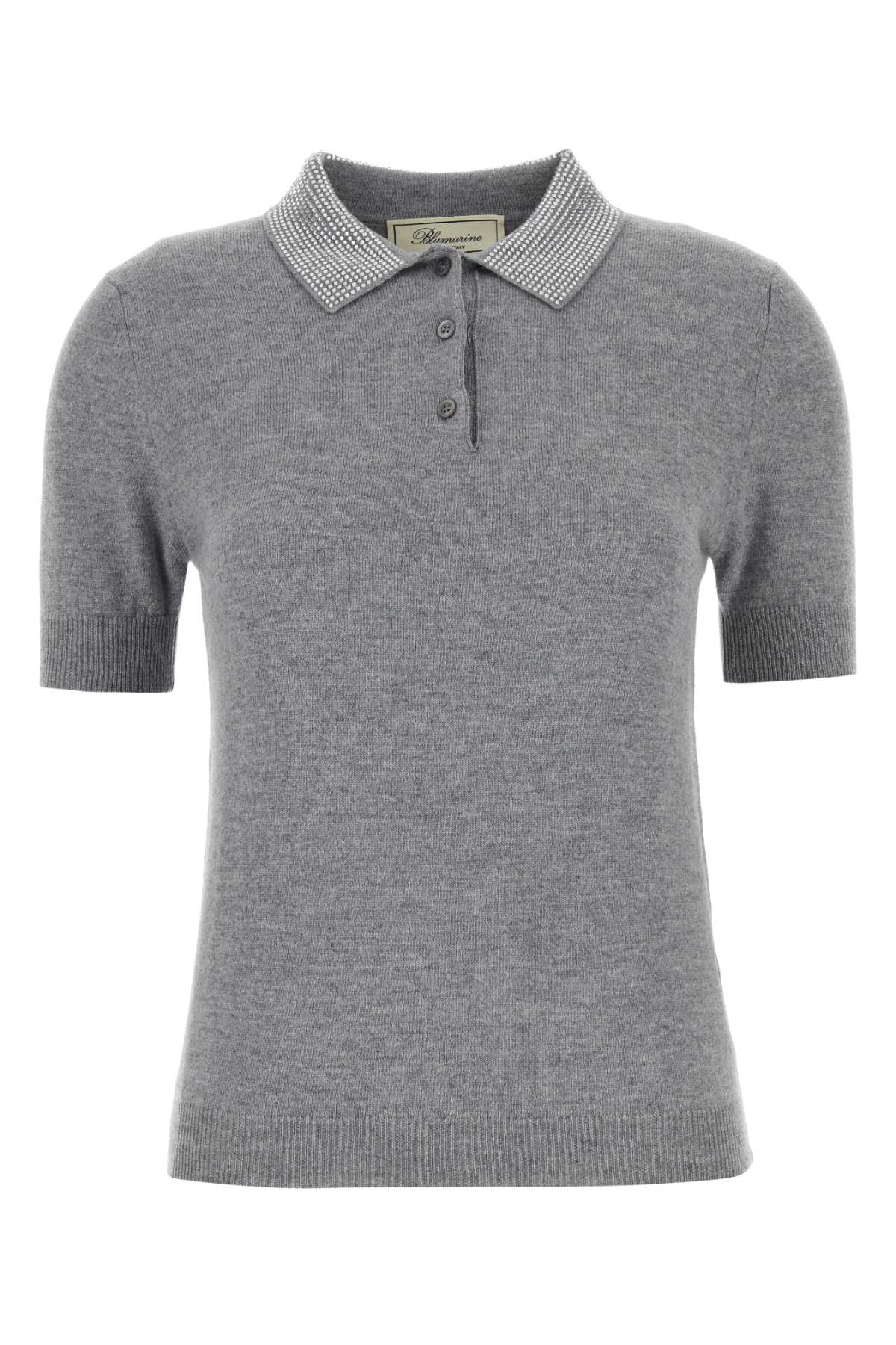 Grey Wool Blend Polo Shirt