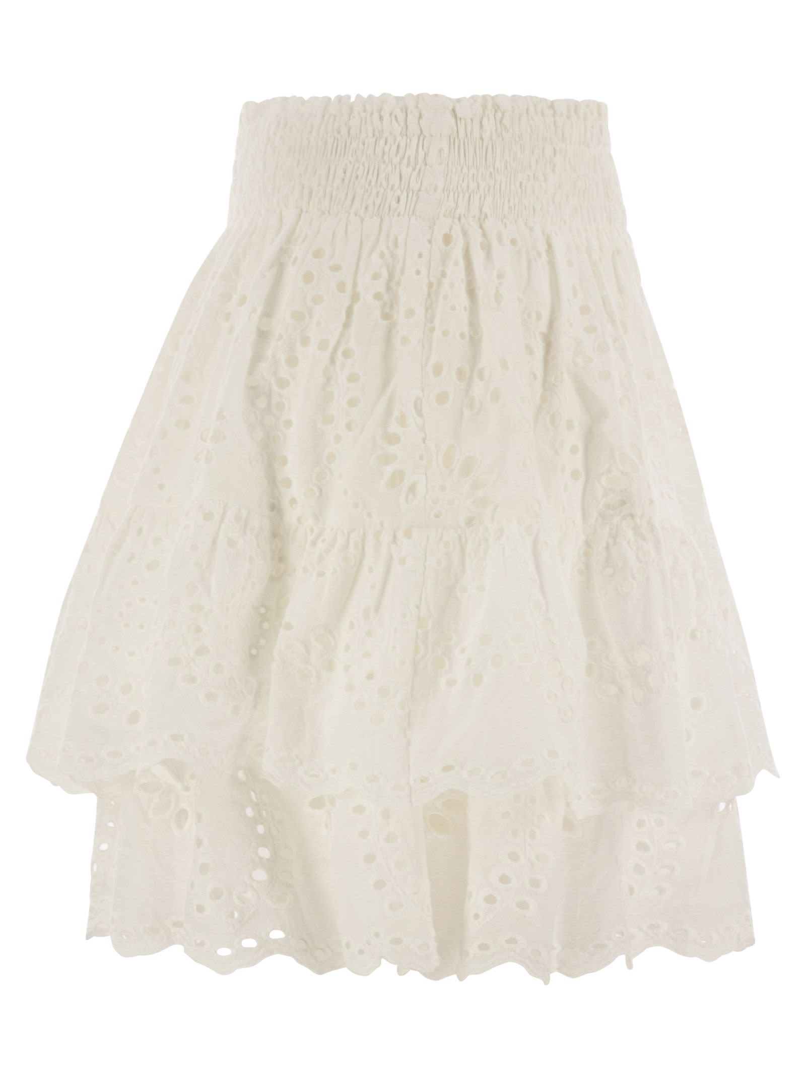Mc2 Saint Barth Eivissa Miniskirt With Ruffles In White