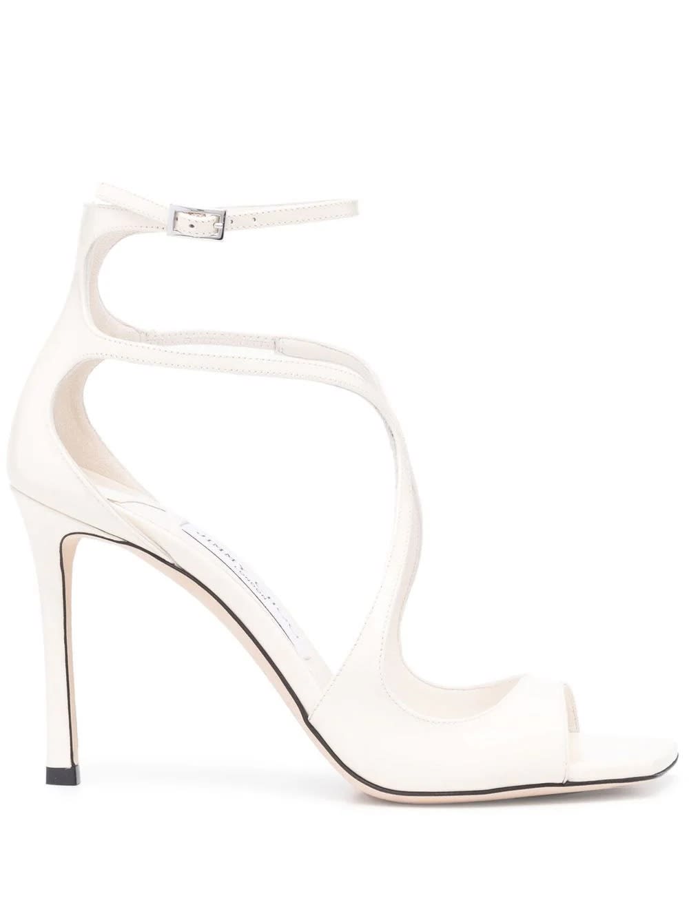 JIMMY CHOO AZIA SANDALS IN MILK WHITE PATENT LEATHER