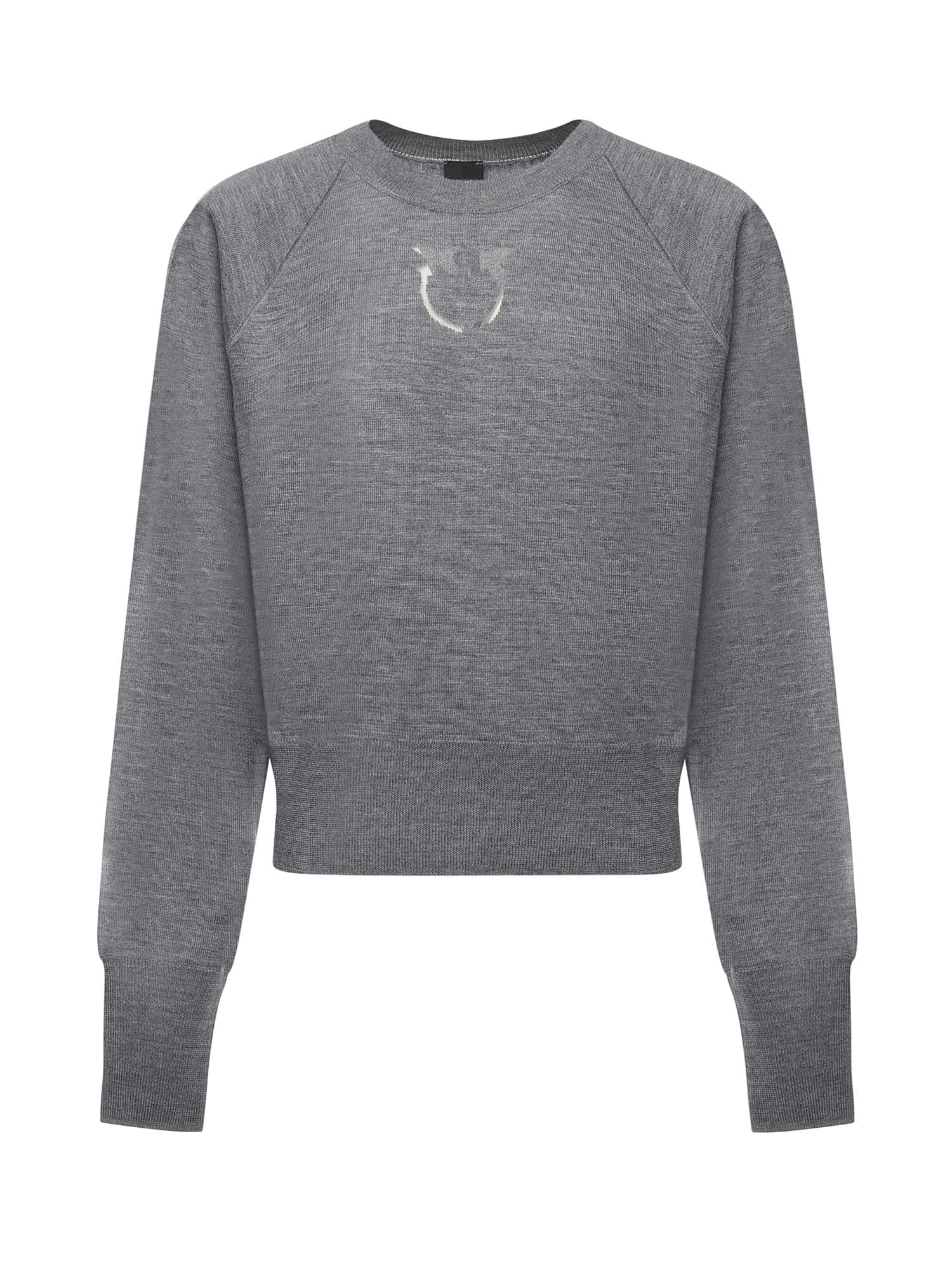 Pinko Wool Logo Sweater In Gray