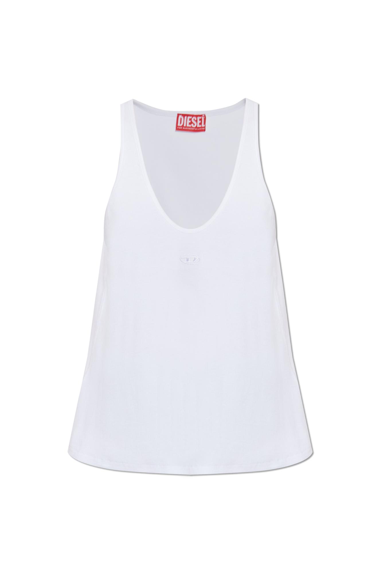 Diesel White Cotton Blend Tank Top Women In White