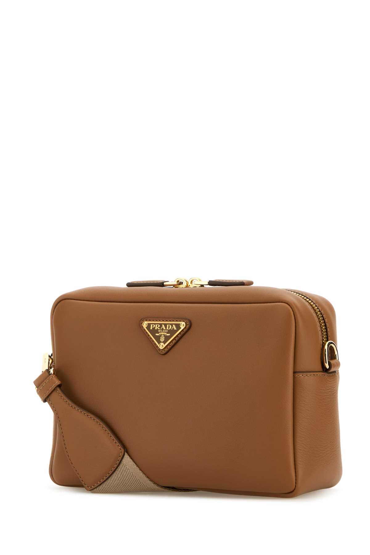 Shop Prada Caramel Leather Crossbody Bag In Brown