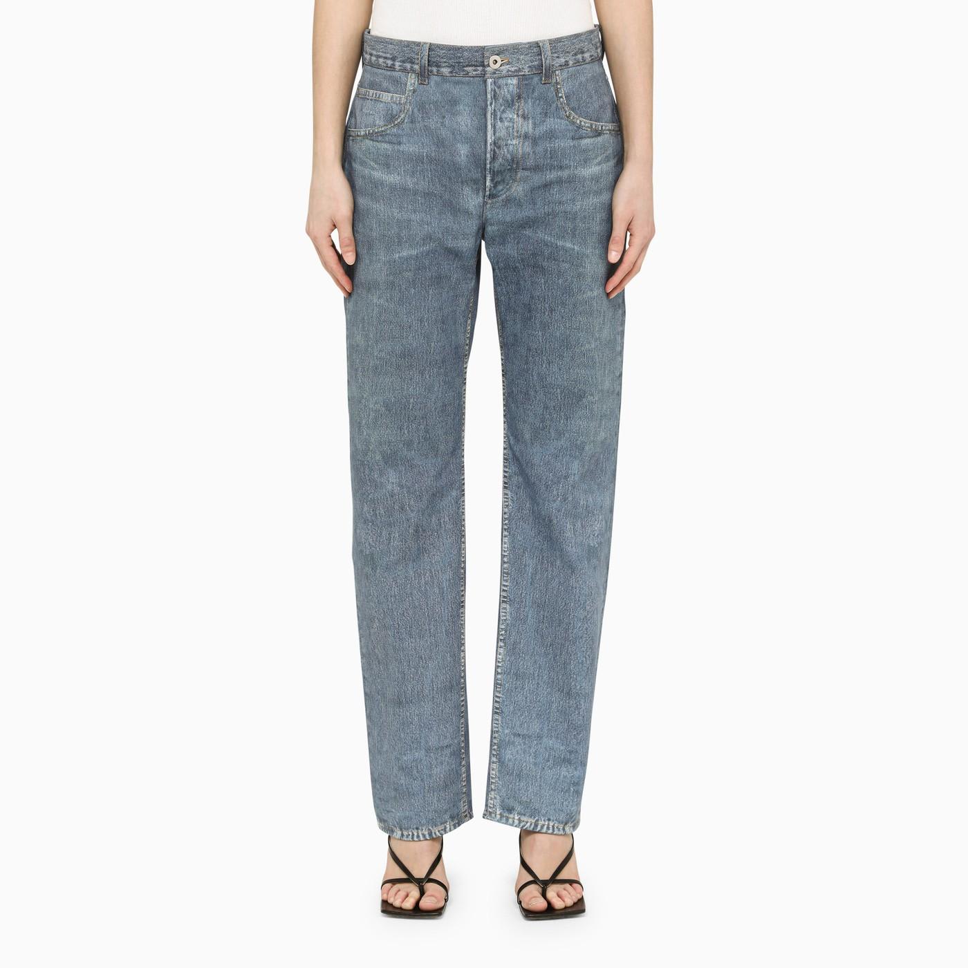 BOTTEGA VENETA BLUE DENIM-EFFECT LEATHER TROUSERS